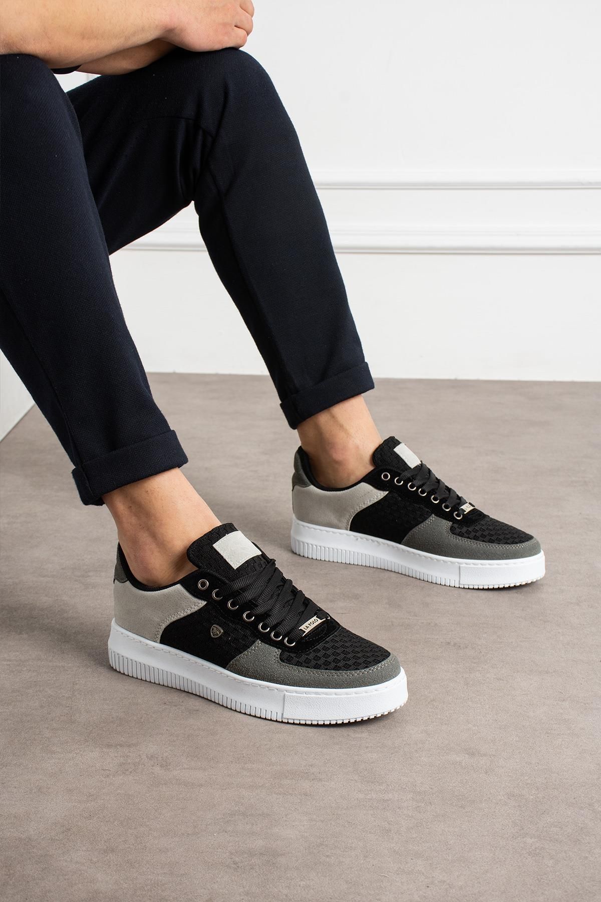 L.A Polo Siyah Füme Renk Nefes Alabilen Kumaş Erkek Sneaker