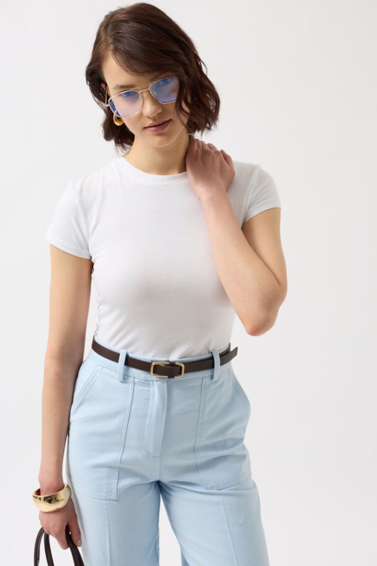 ARUZ MODA Likralı Basic T-Shirt