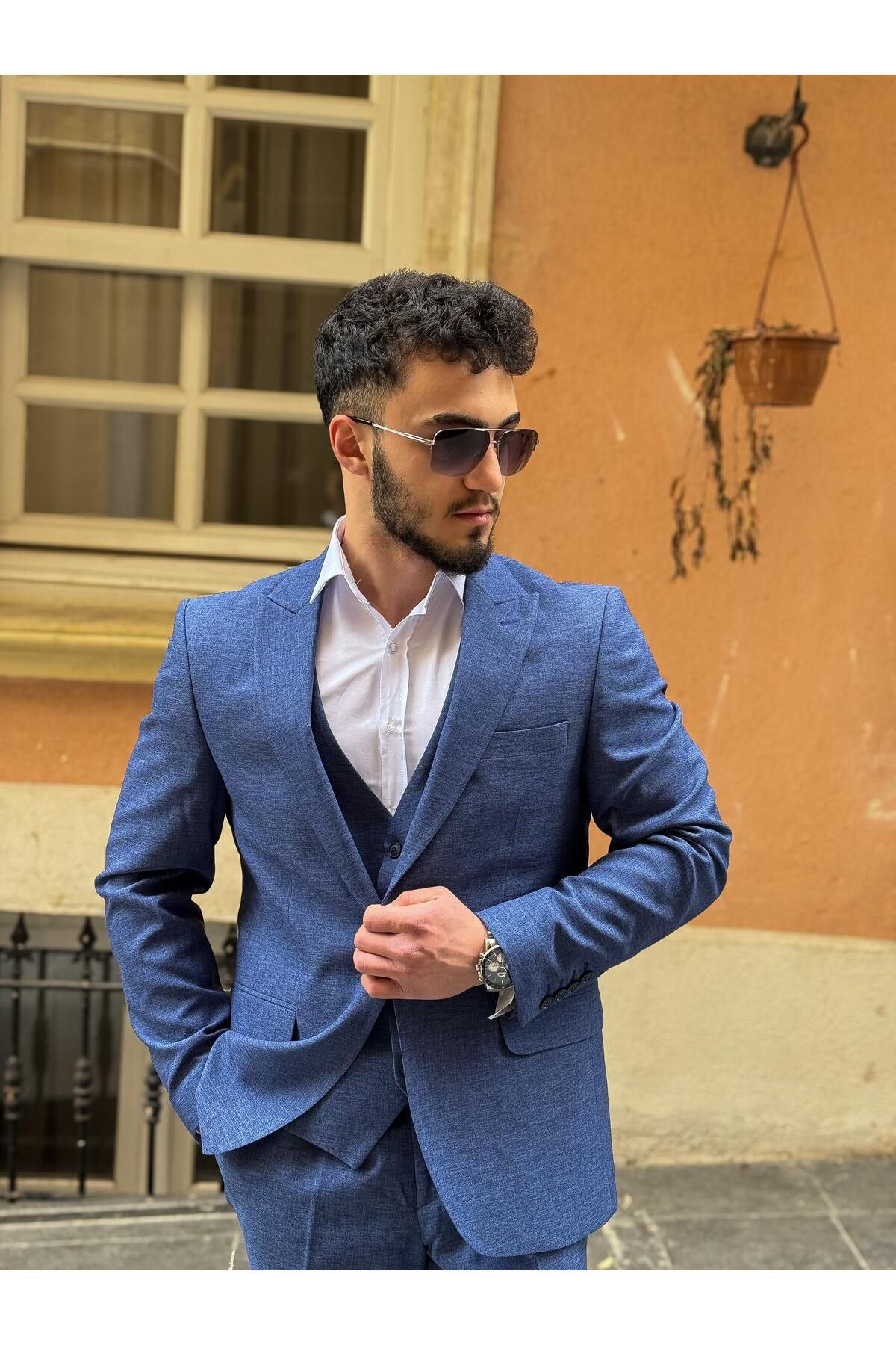Dupont Slim Fit Yelekli Takım