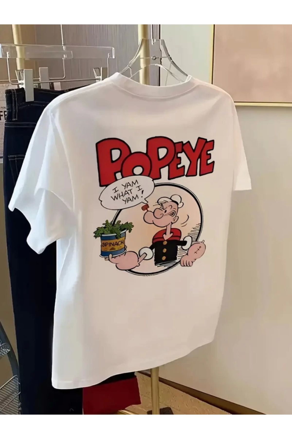 anizmir Baskılı Oversize Bisiklet Yaka T-shirt - Beyaz