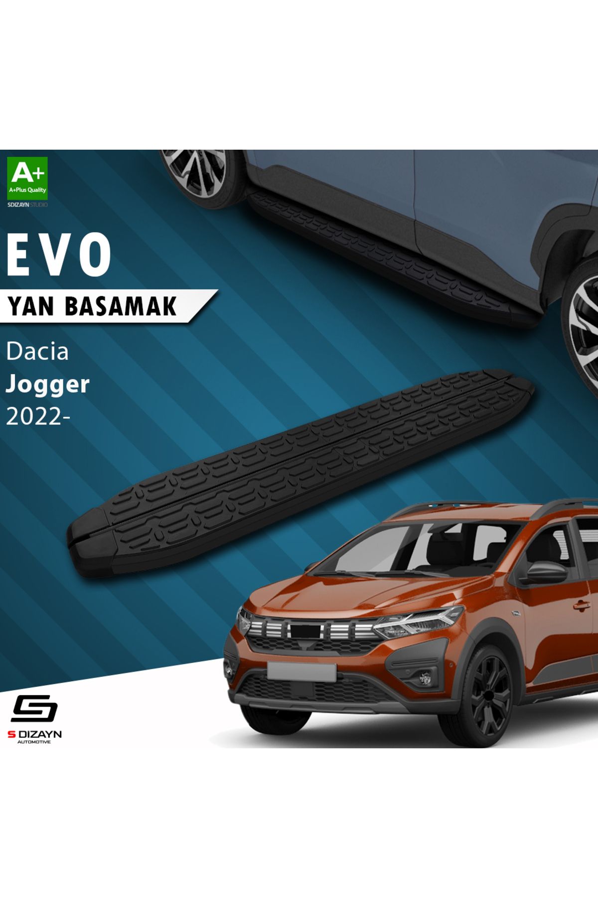 S Dizayn S-Dizayn Dacia Jogger Evo Siyah Yan Basamak 213 Cm 2022 Üzeri A+ Kalite