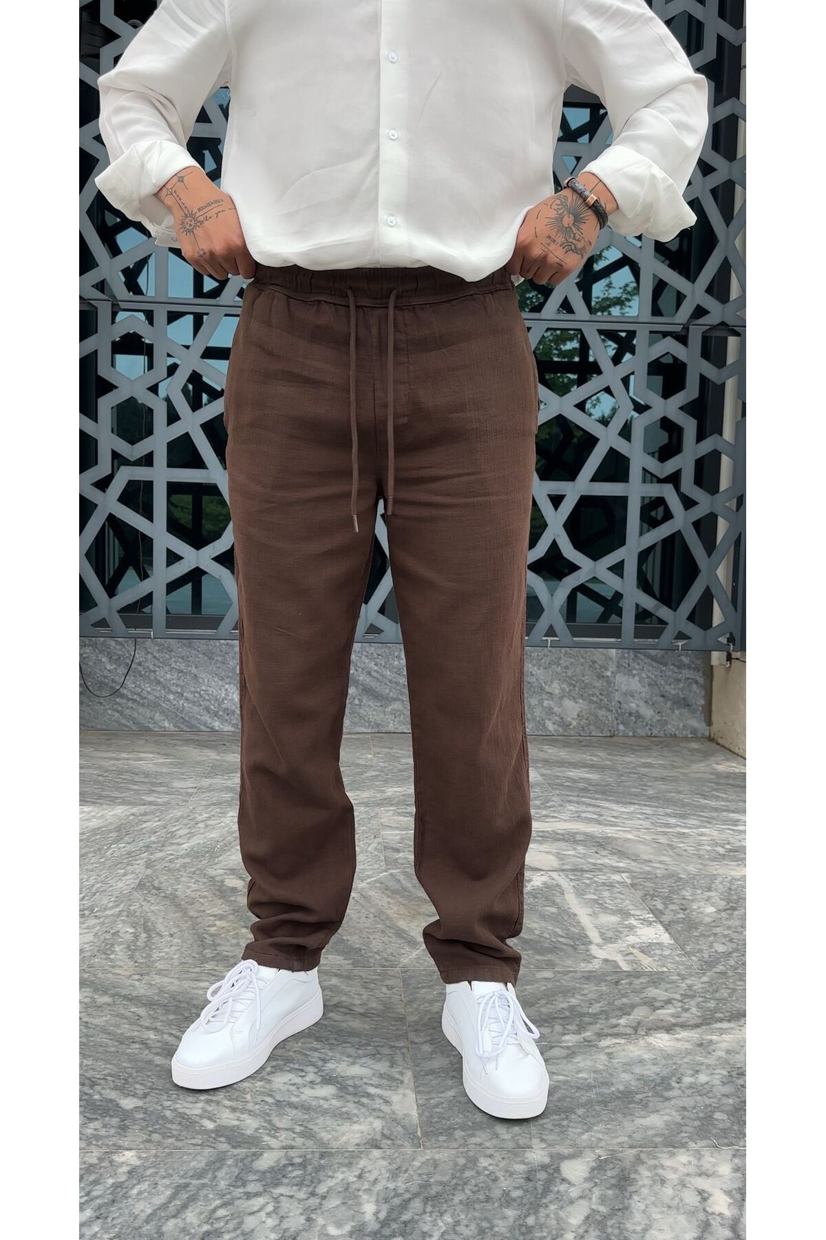 PEERLESS STORE Regular Kalıp %100 Keten Pantolon