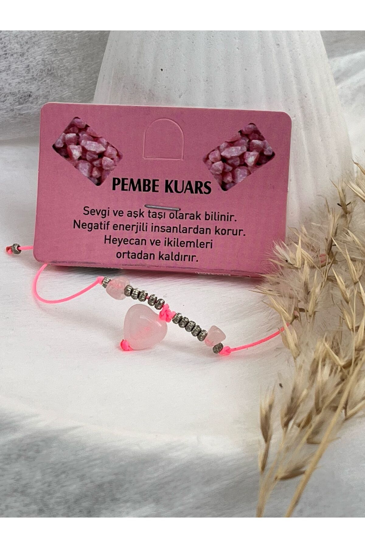silversuaris pembe kuars doğal taş bileklil [ enerji,aşk,sevgi]