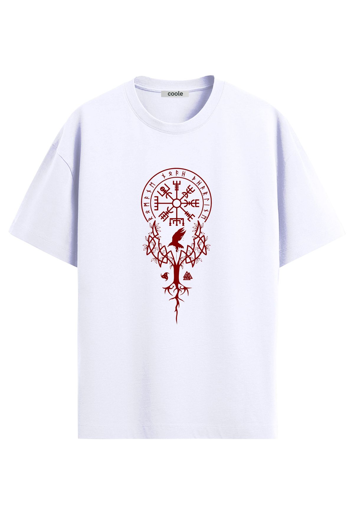 COOLE Erkek Viking Pusulası Vegvisir Baskılı Regular Kalıp T-Shirt