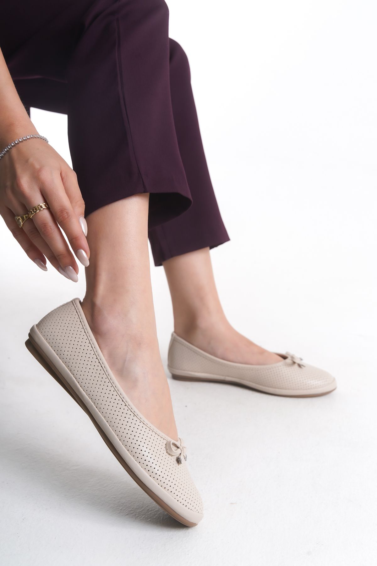 VONJE 202 Bej Comfort Casual Kadın Babet
