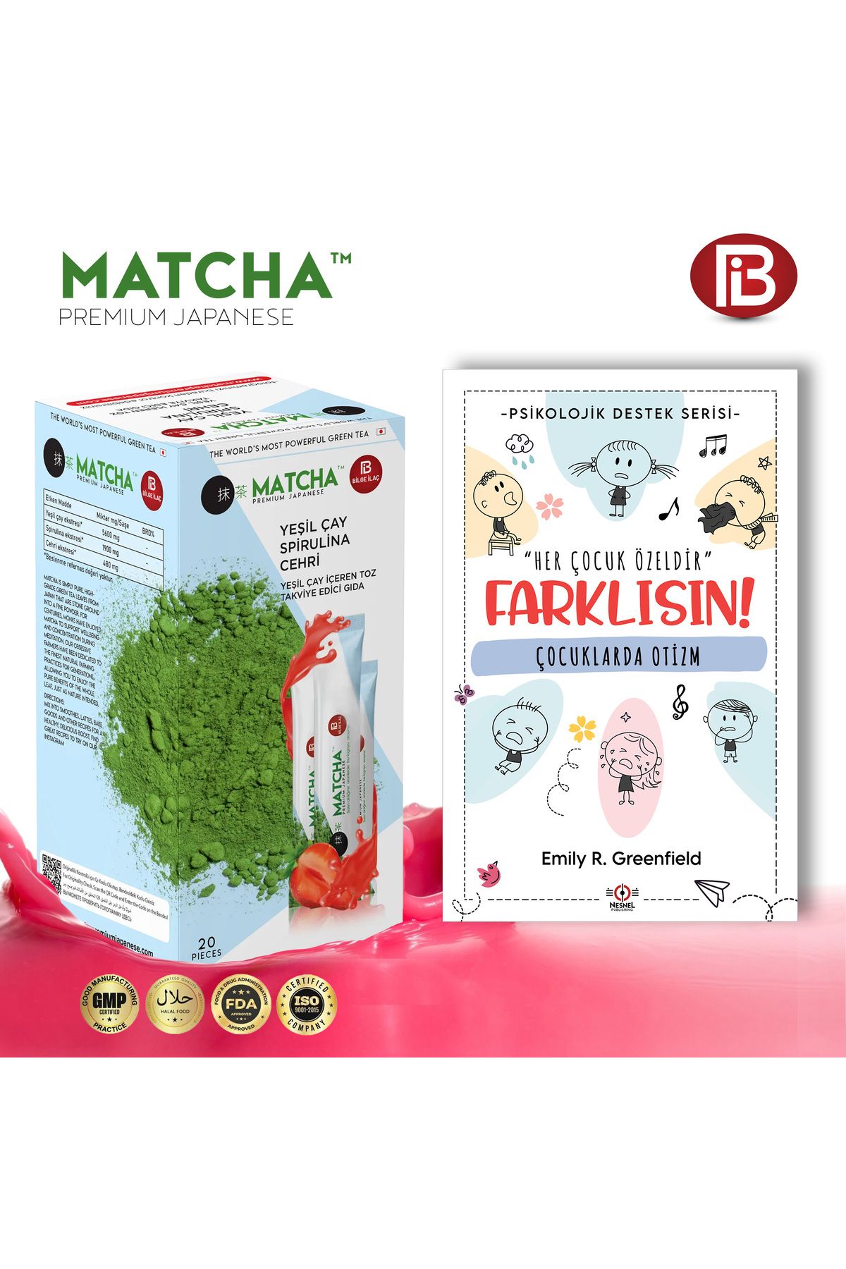 nesnel yayınlar Bilge İlaç Çilek Aromalı Detox Form Maça Çayı 1 Kutu ve Çocuklarda