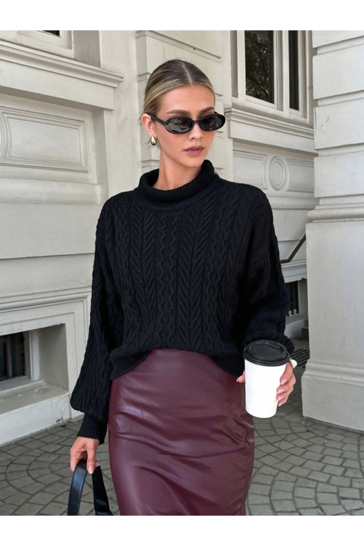 ARUZ MODA Uzun Kollu Yarı Balıkçı Yaka Triko Bluz