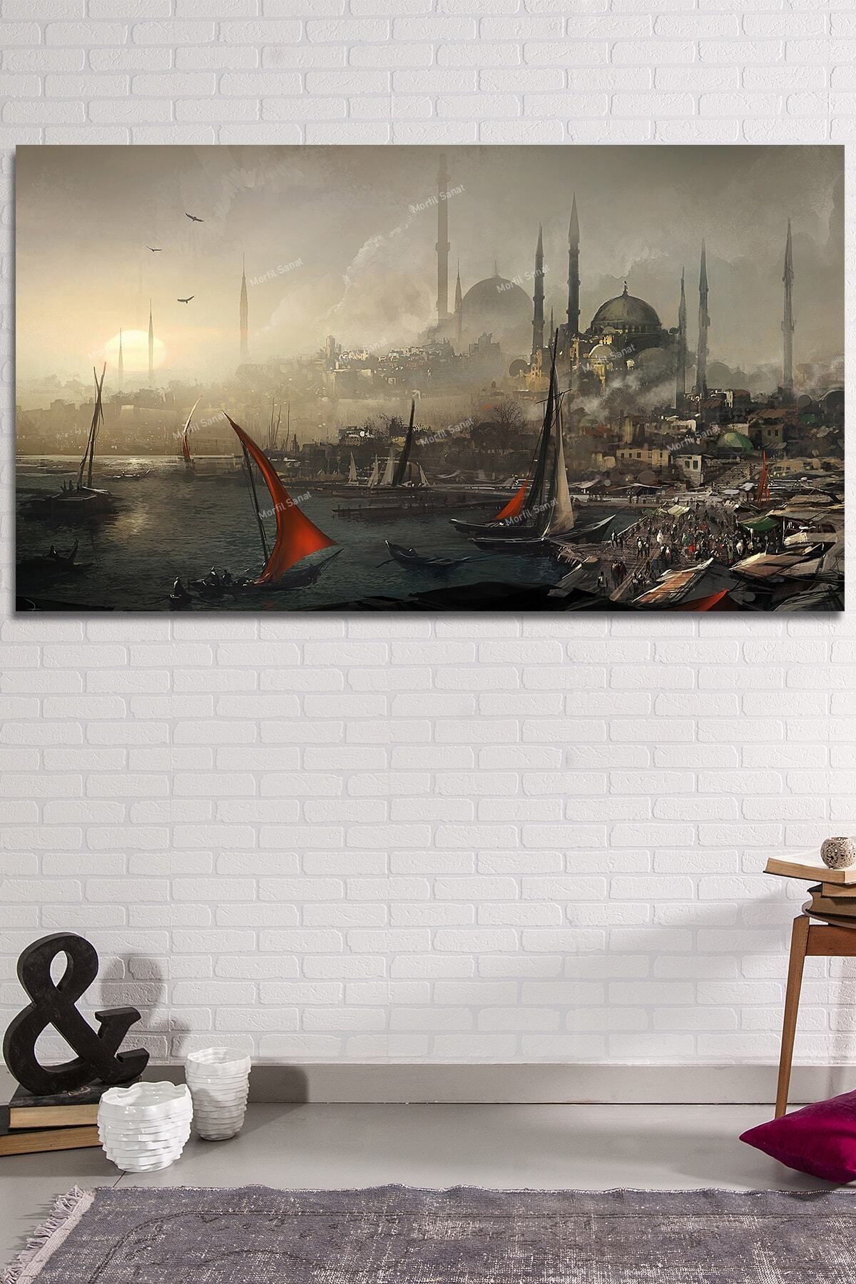 Morfil Sanat Atölyesi Istanbul Tarihi Yarımada Vintage Muhteşem Manzara Kanvas Tablo