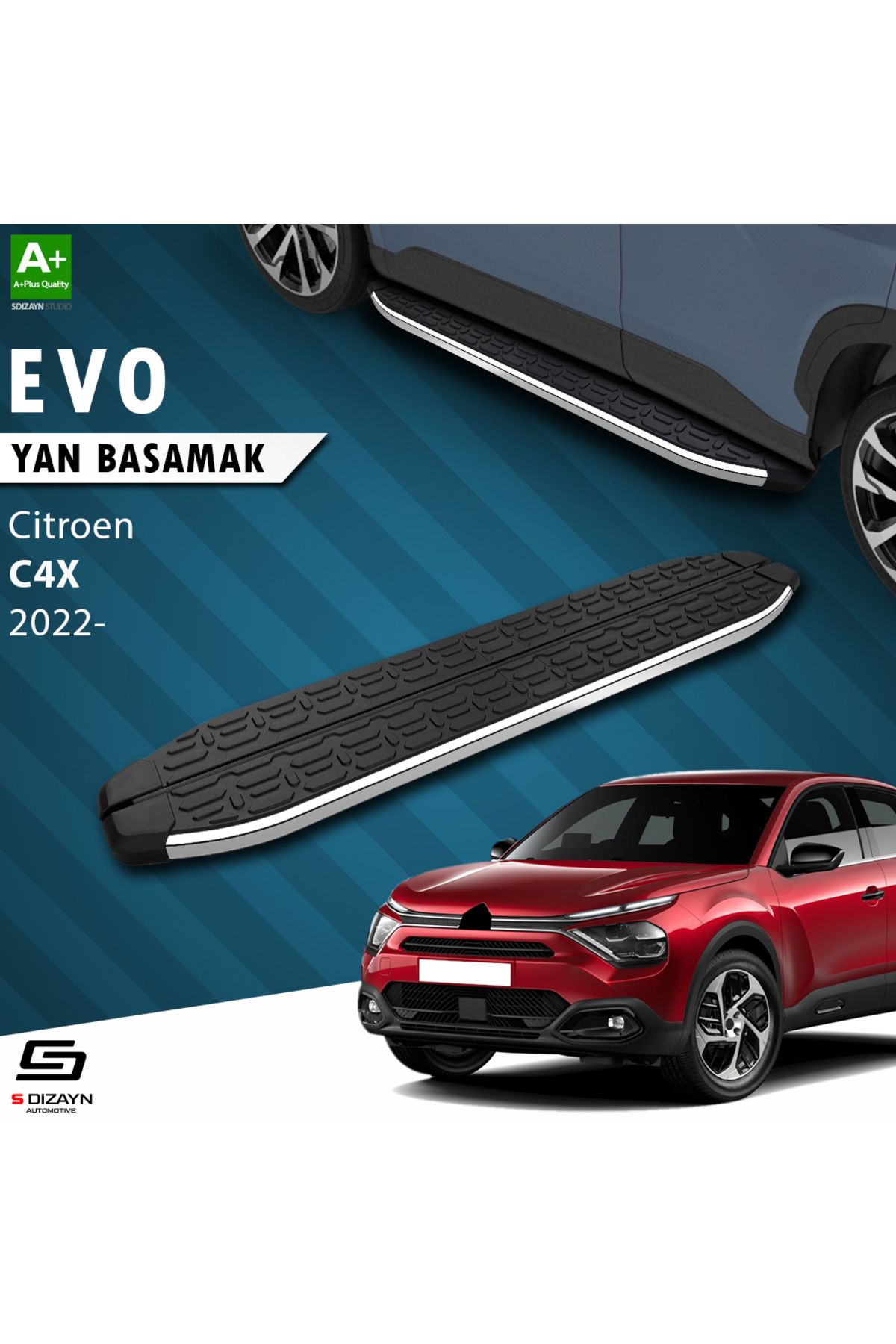 S Dizayn S-Dizayn Citroen C4 X Evo Krom Yan Basamak 183 Cm 2022 Üzeri A+ Kalite