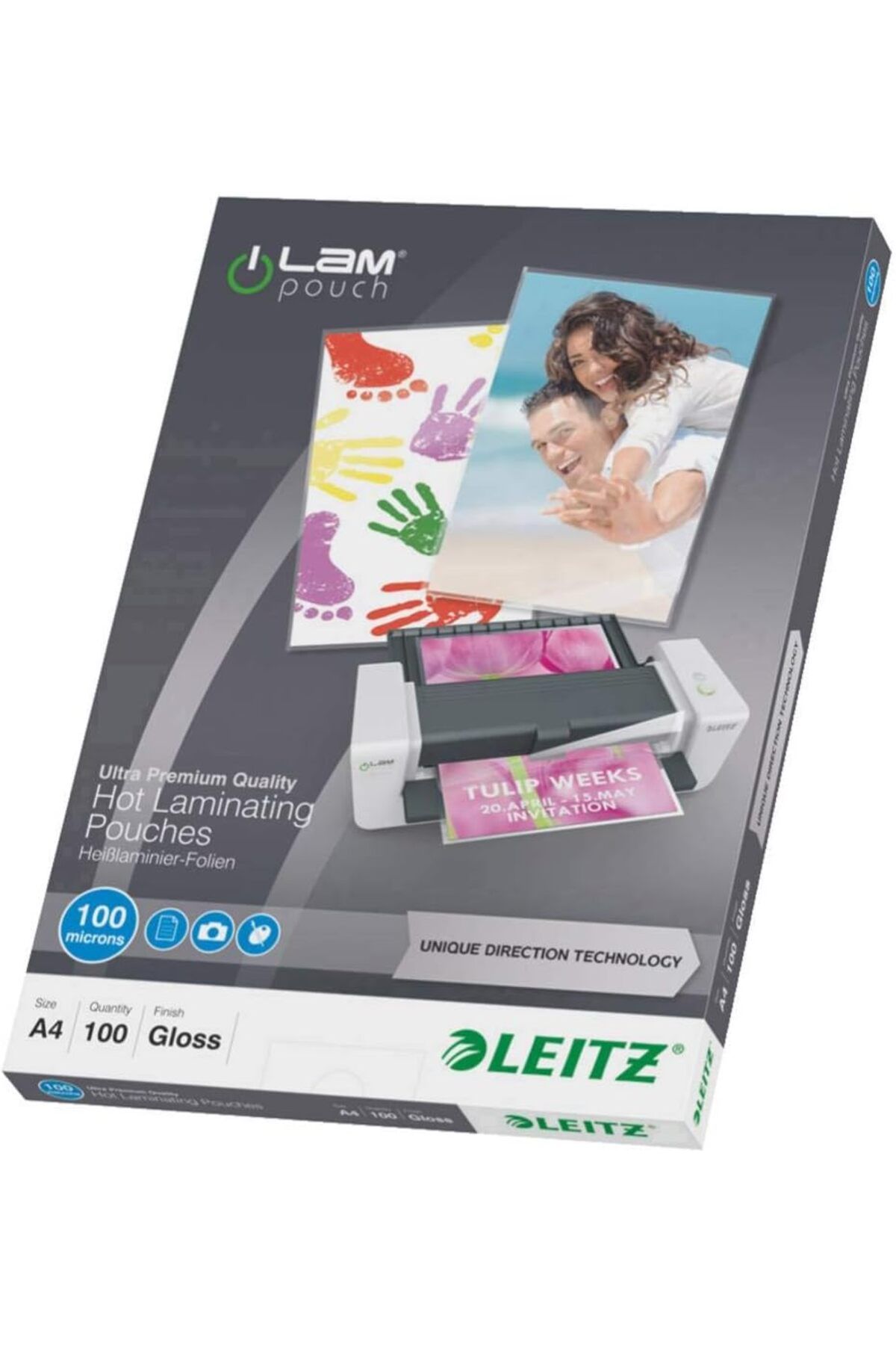 STOREMAX Leitz UDT Laminasyon Poşeti, A4, 100 mikron, 100 adet, Şeffaf