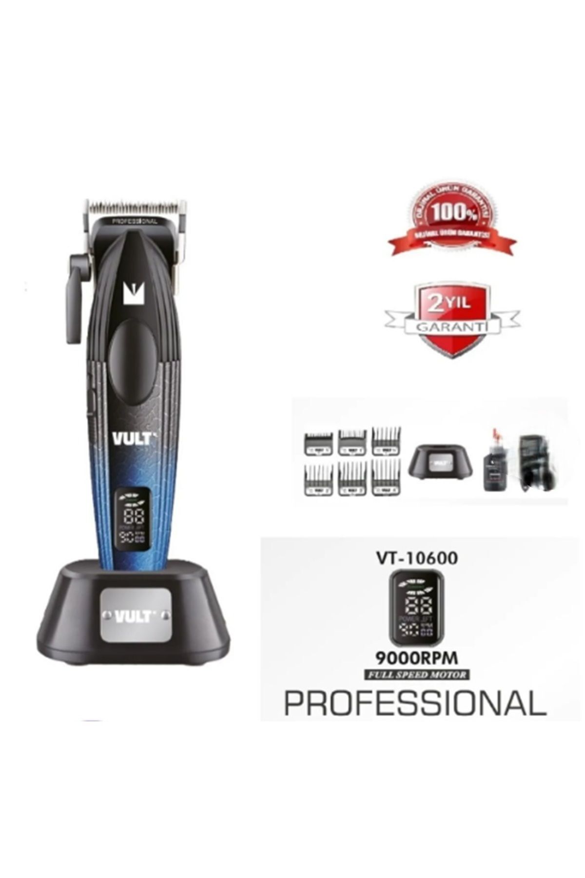 teknotrust vt-10600 profesyonel saç sakal traş makinesi diğital göstergeli ve kademeli