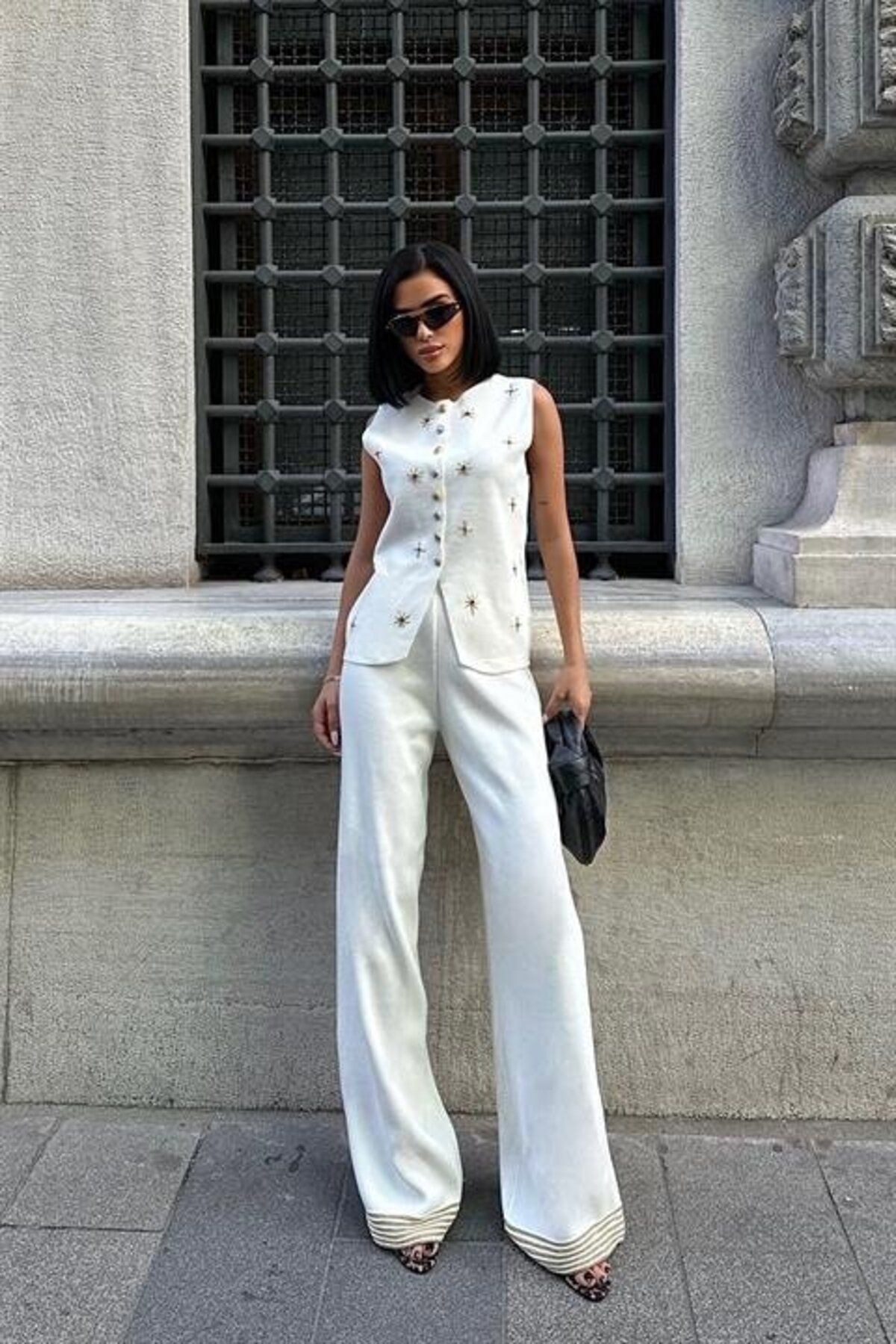 ARUZ MODA Paulo Gold Düğmeli Yelek Pantolon Takım 9976