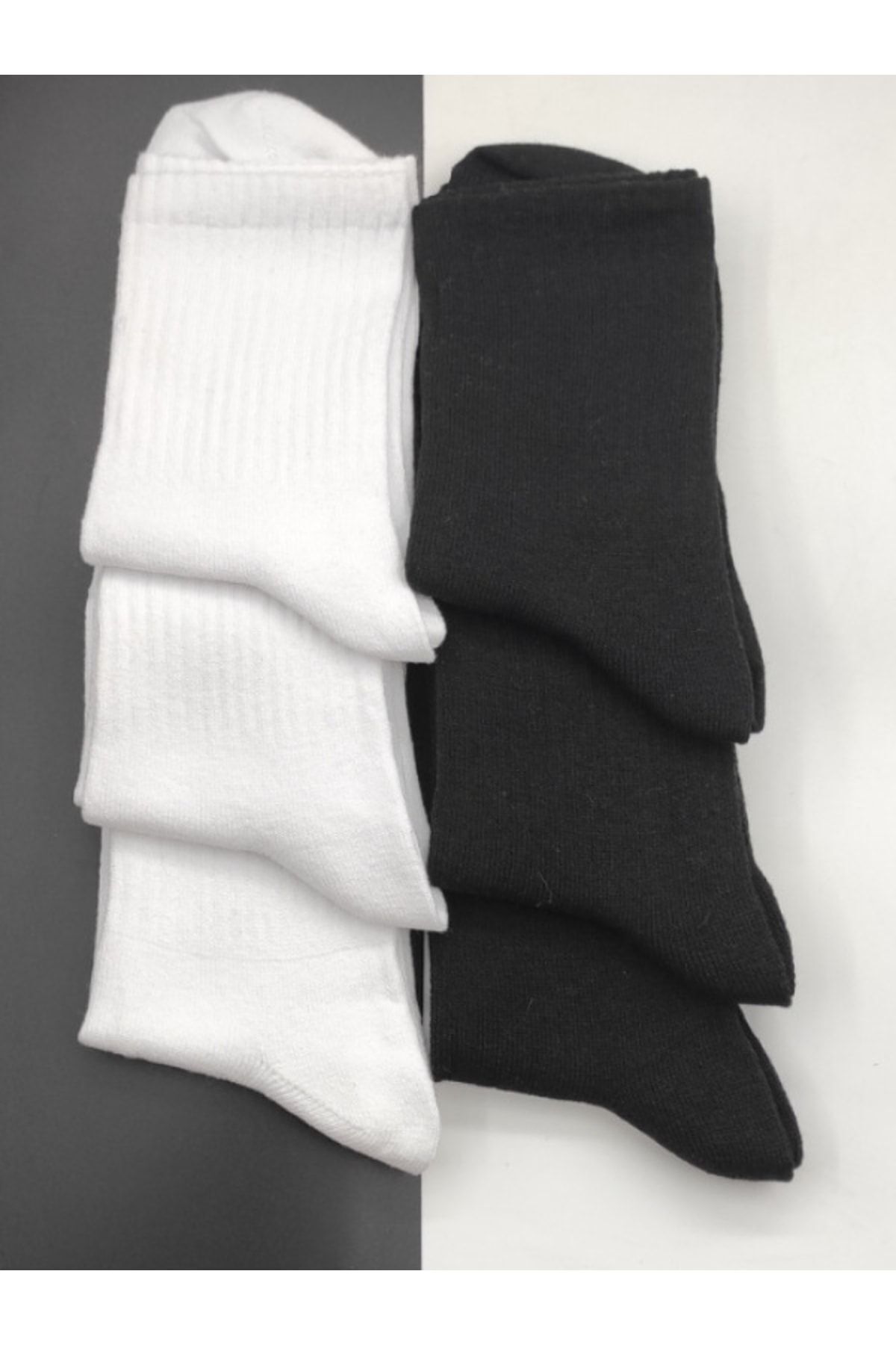 Bellanora 6 Lı Siyah Beyaz Unisex Antrenman Spor Tenis Futbol Basketbol Koşu Çorap Seti