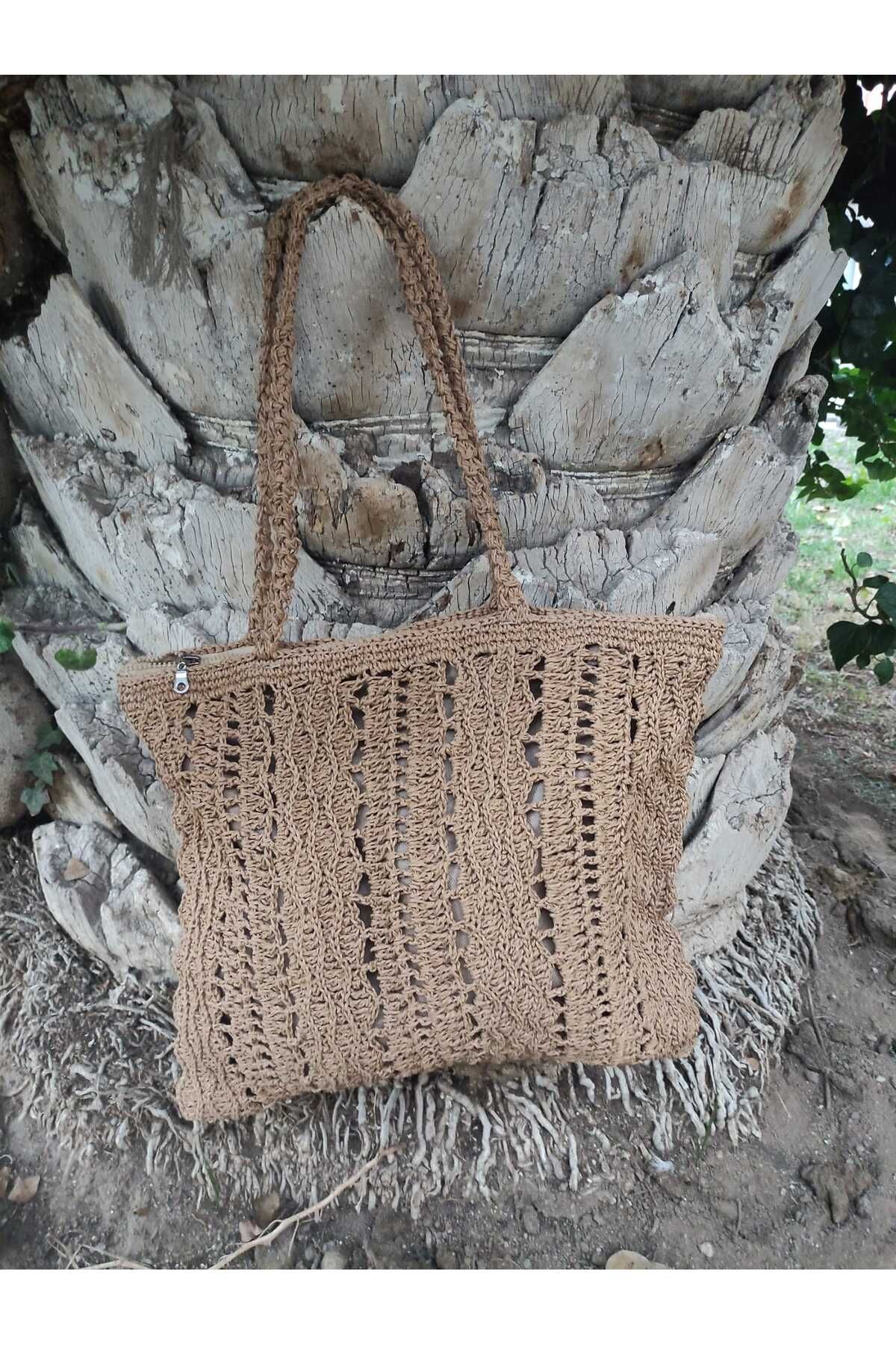 ipek butik Örgü plaj çantası