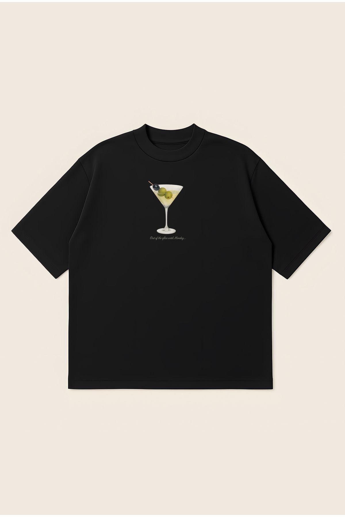 Moon Dancer Martini Unisex Oversize Baskılı Boxy Fit Kalın Kumaşlı T-shirt