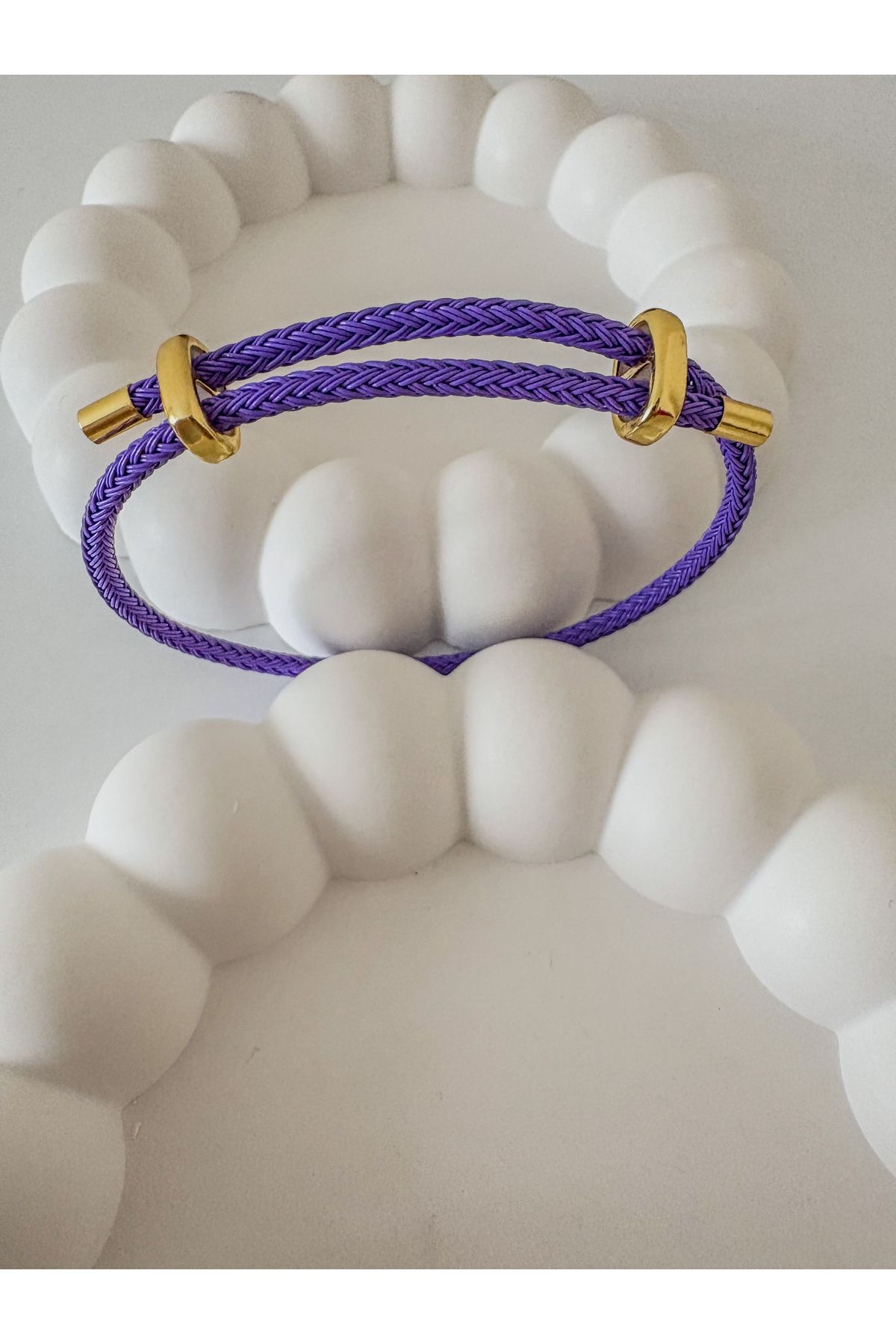 LeyyaJewelry Mor Kalın İpli Çelik Bileklik