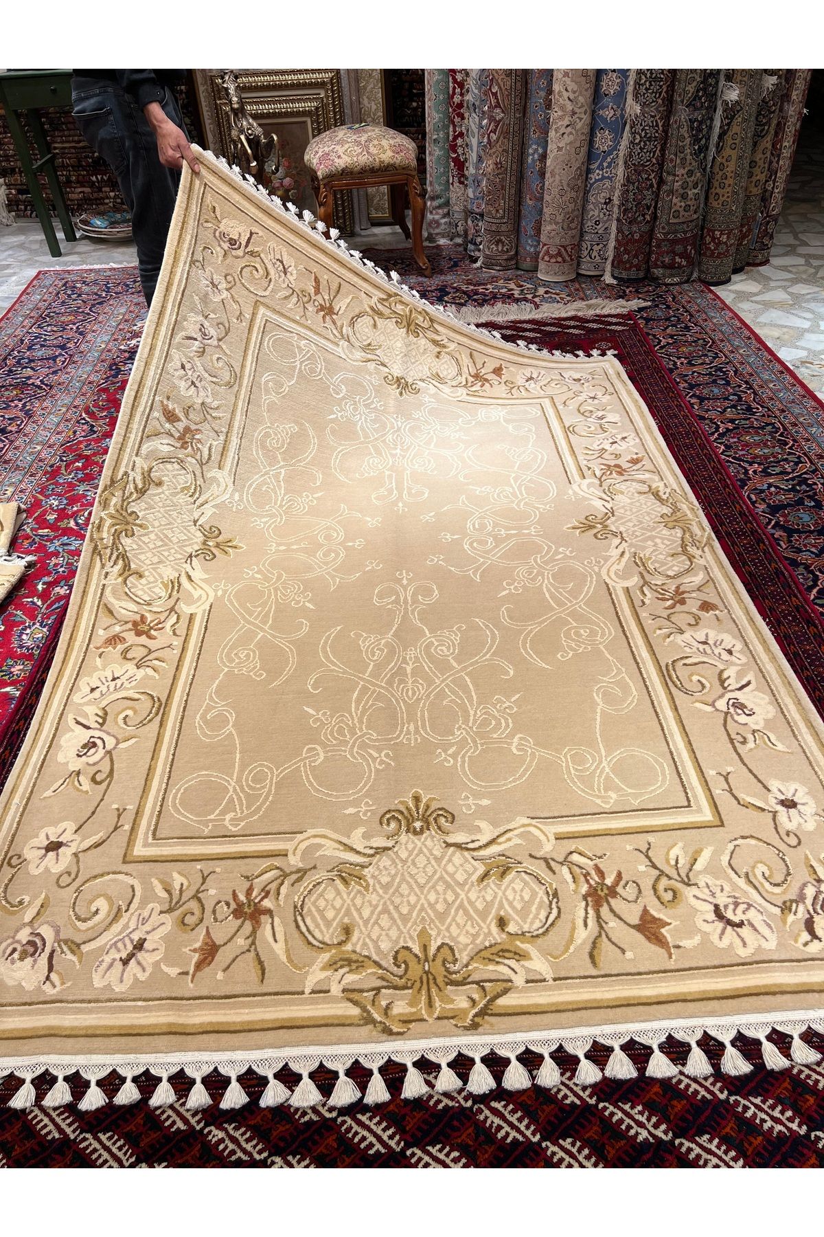 RD RAMAZAN DAĞ EL HALI SANATI El Dokuma İpekli Uşak Halısı Özel Dokuma Ebat 221x152