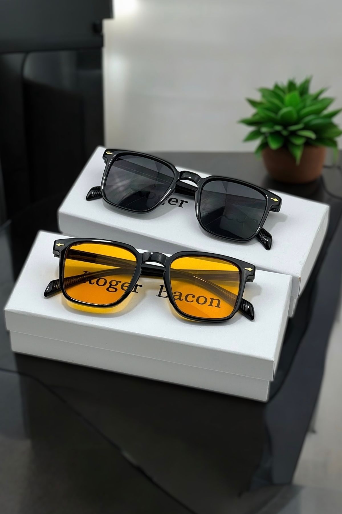 Roger Bacon İkili Set Vintage Siyah-turuncu Güneş Gözlüğü Erkek Güneş Gözlüğü Kadın Güneş Gözlüğü