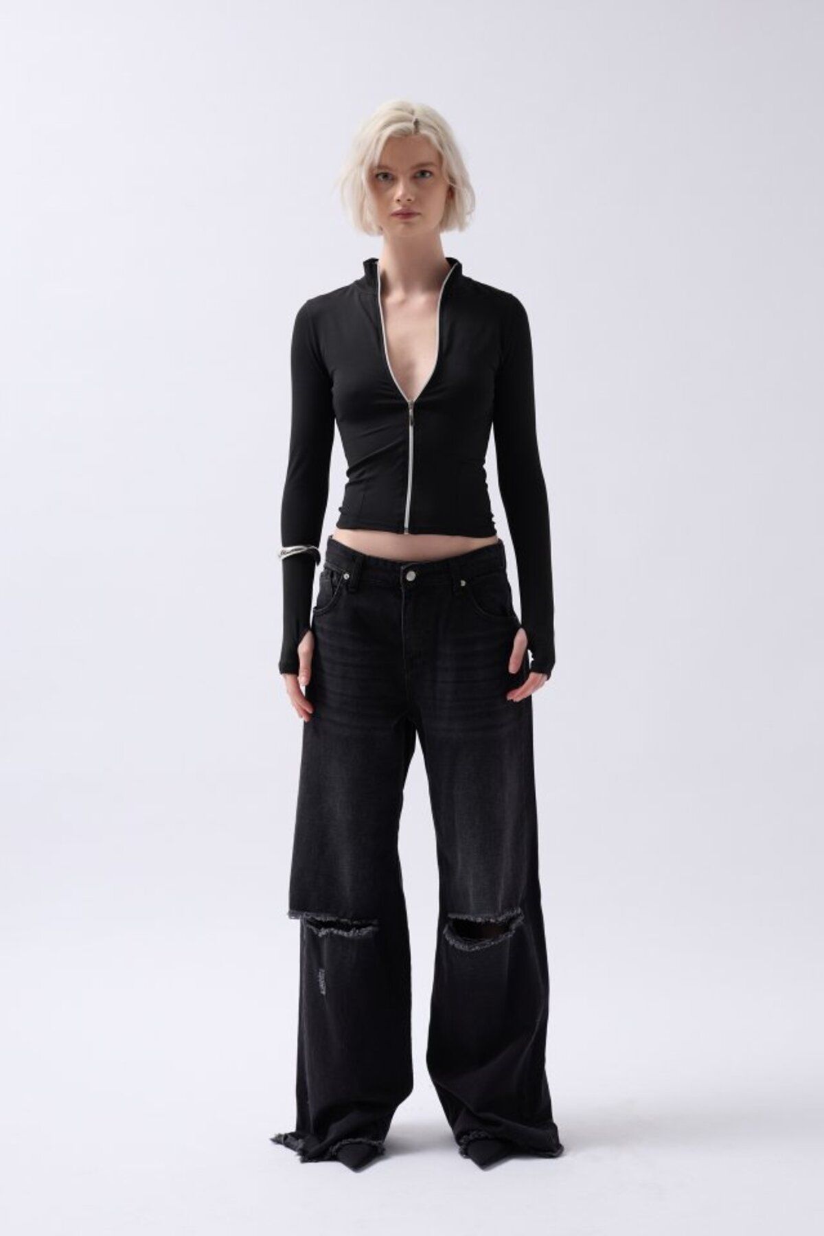 ARUZ MODA Fermuar Detaylı Bluz