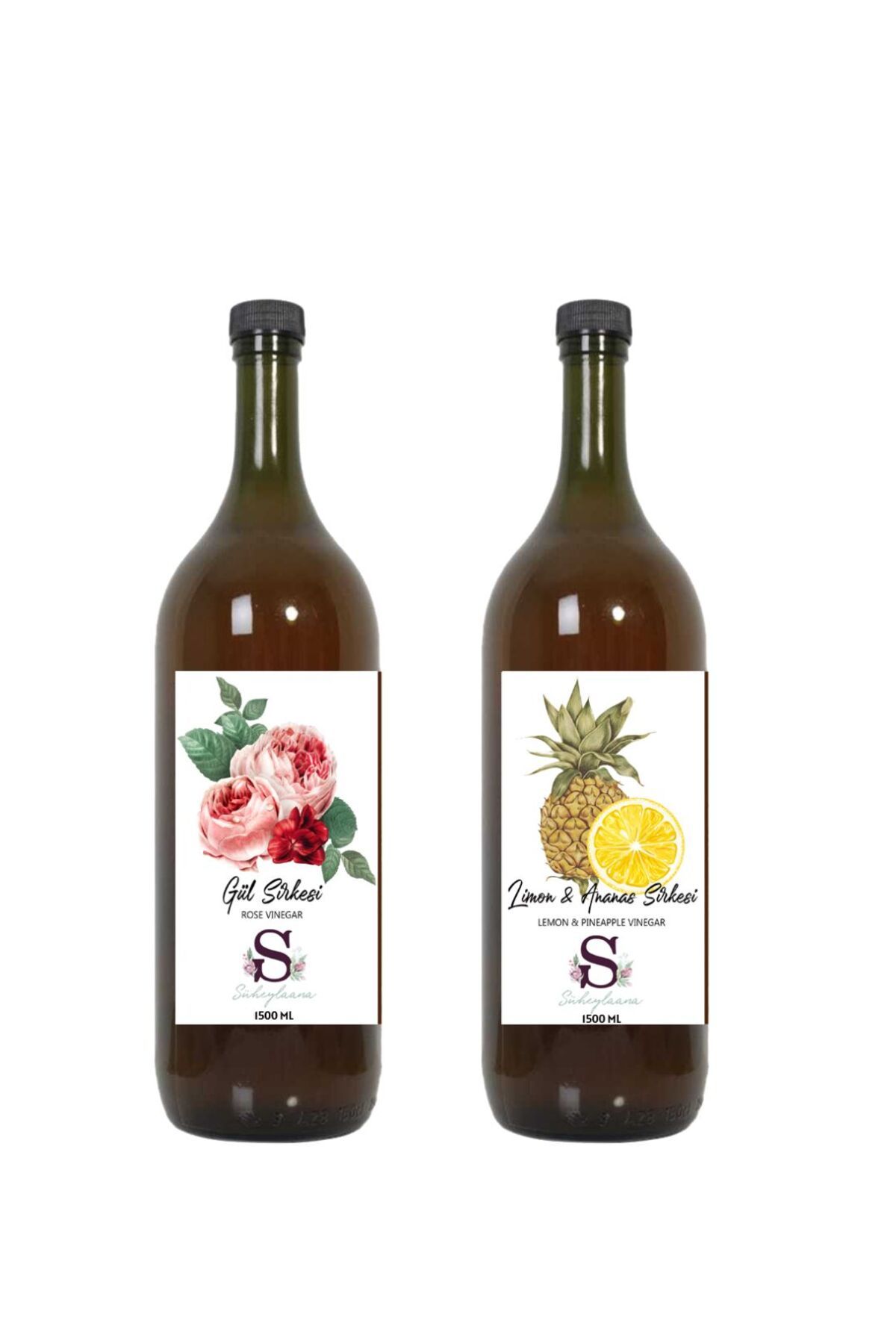 Süheylaana Doğal Gül Sirkesi 1500 Ml - Doğal Limon & Ananas Sirkesi 1500 Ml