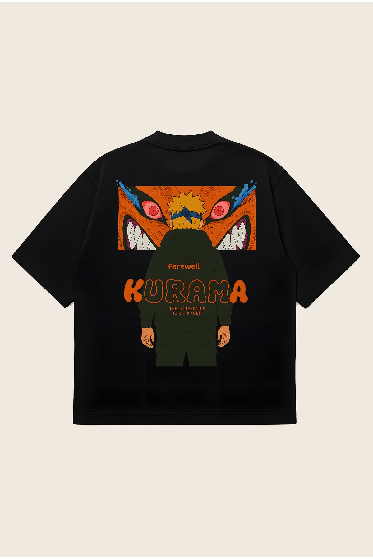 Moon Dancer Naruto Kurama Unisex Oversize Baskılı Boxy Fit Kalın Kumaşlı T-shirt