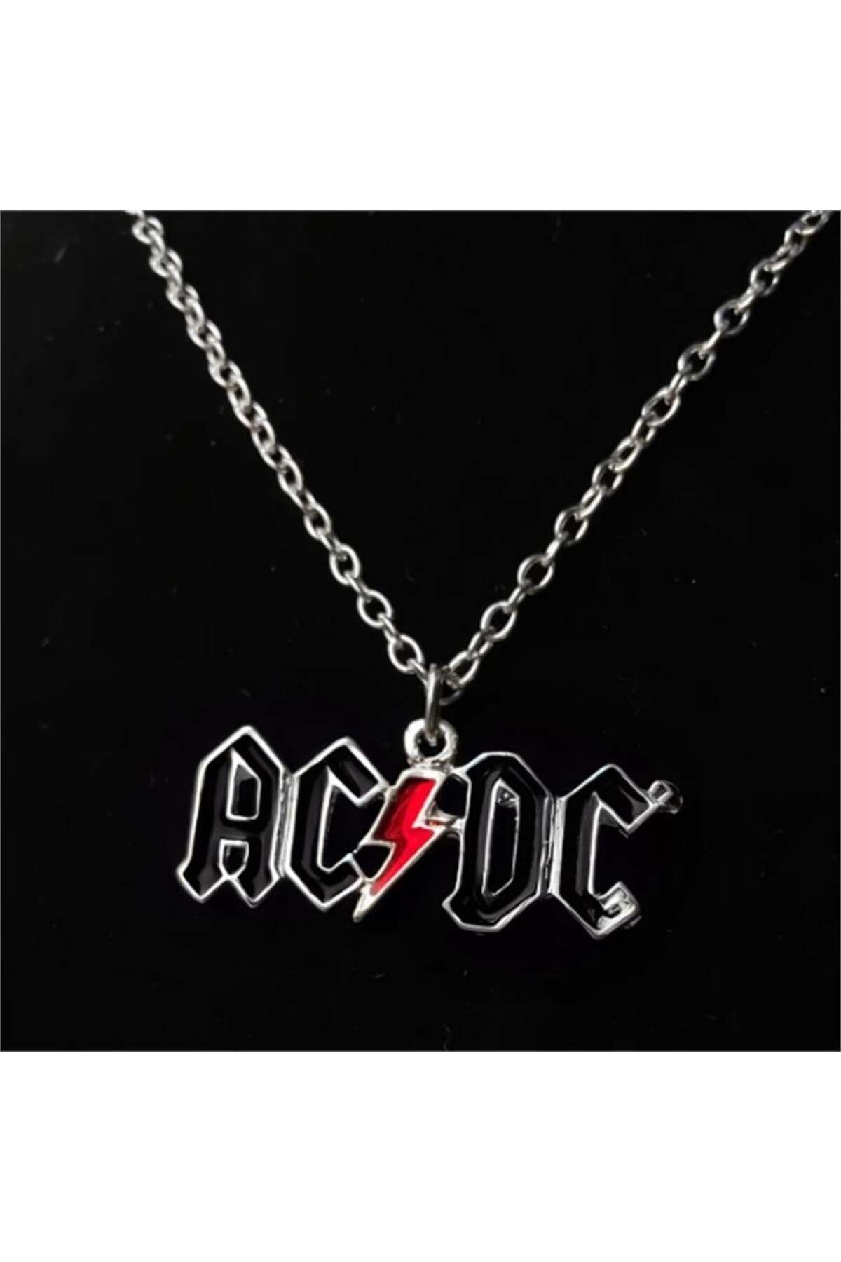 Herşey Nota AC/DC Kolyesi – Zincirli Metal Tasarım, Rock Müzik Aksesuarı Unisex