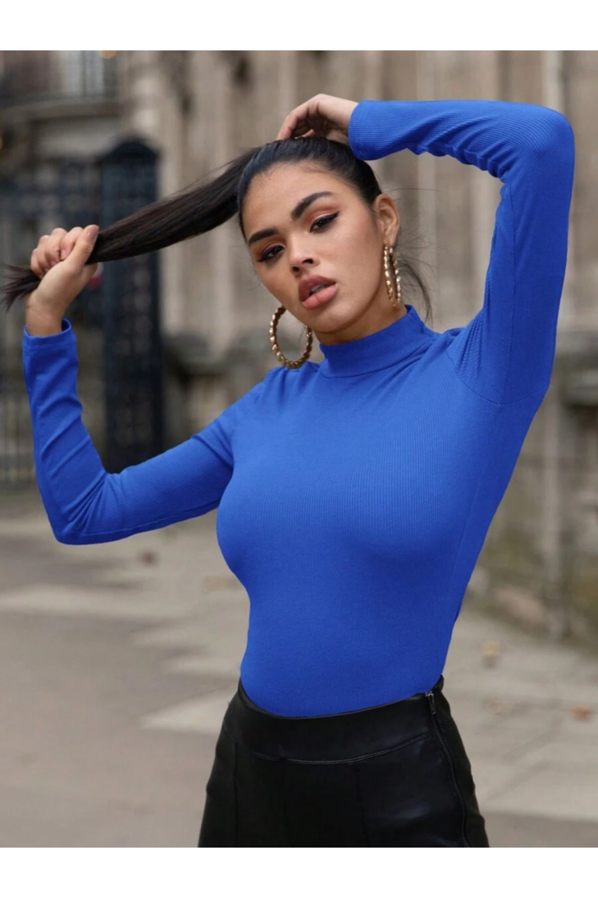 ARUZ MODA Kadın Uzun Kollu Balıkçı Yaka Viskon Bluz