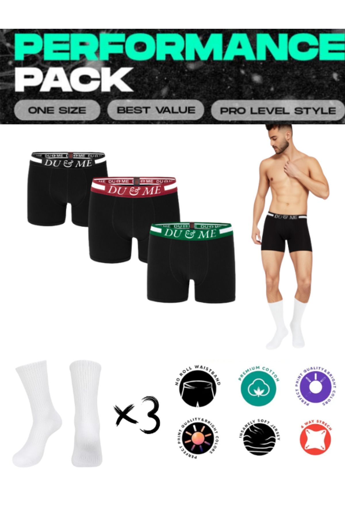 Bellanora Premium Erkek Pamuklu Spor Konfor Boxer &Sporcu Antrenman Penye Koşu,Futbol,Basketbol Çorap Seti