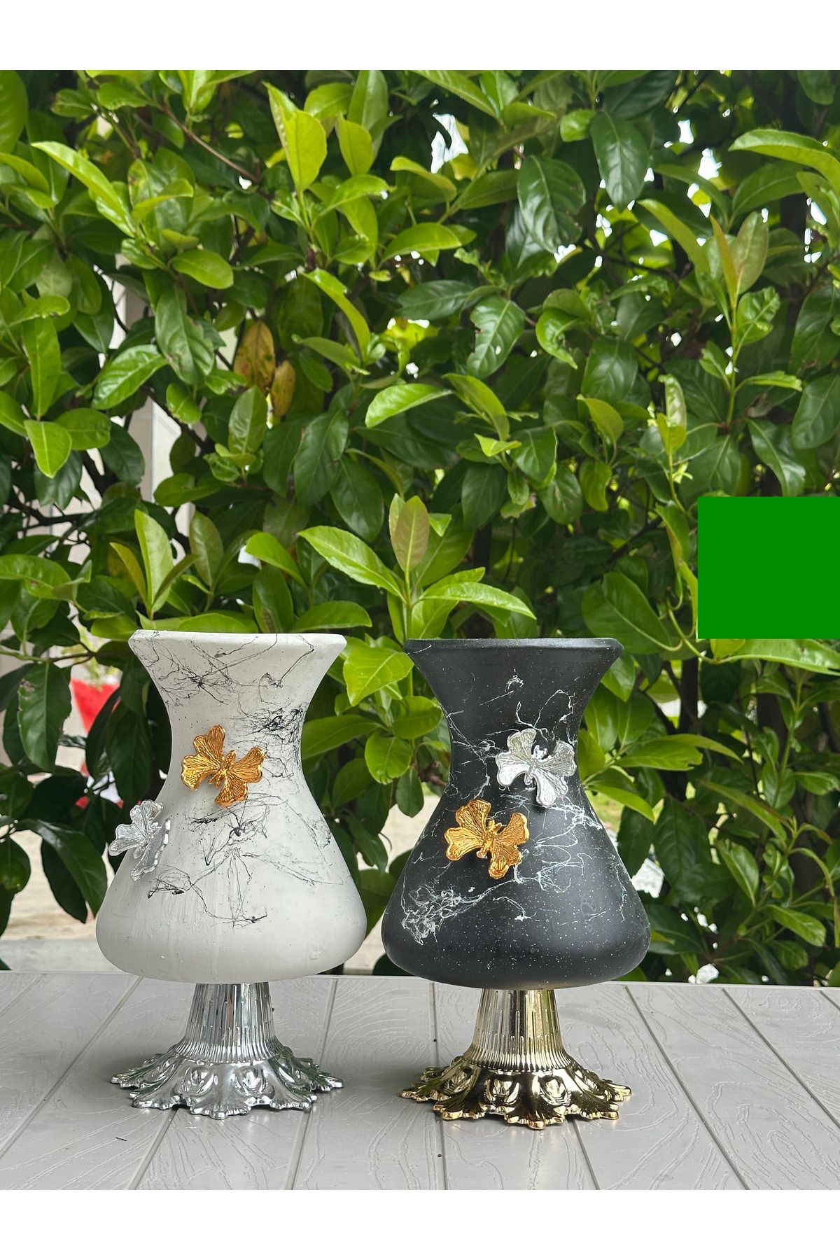 LAVİTTA seramik gold gümüş detaylı vazo saksı 29 cm yükseklik , 18cm çap , 13 ağız (1 adet )