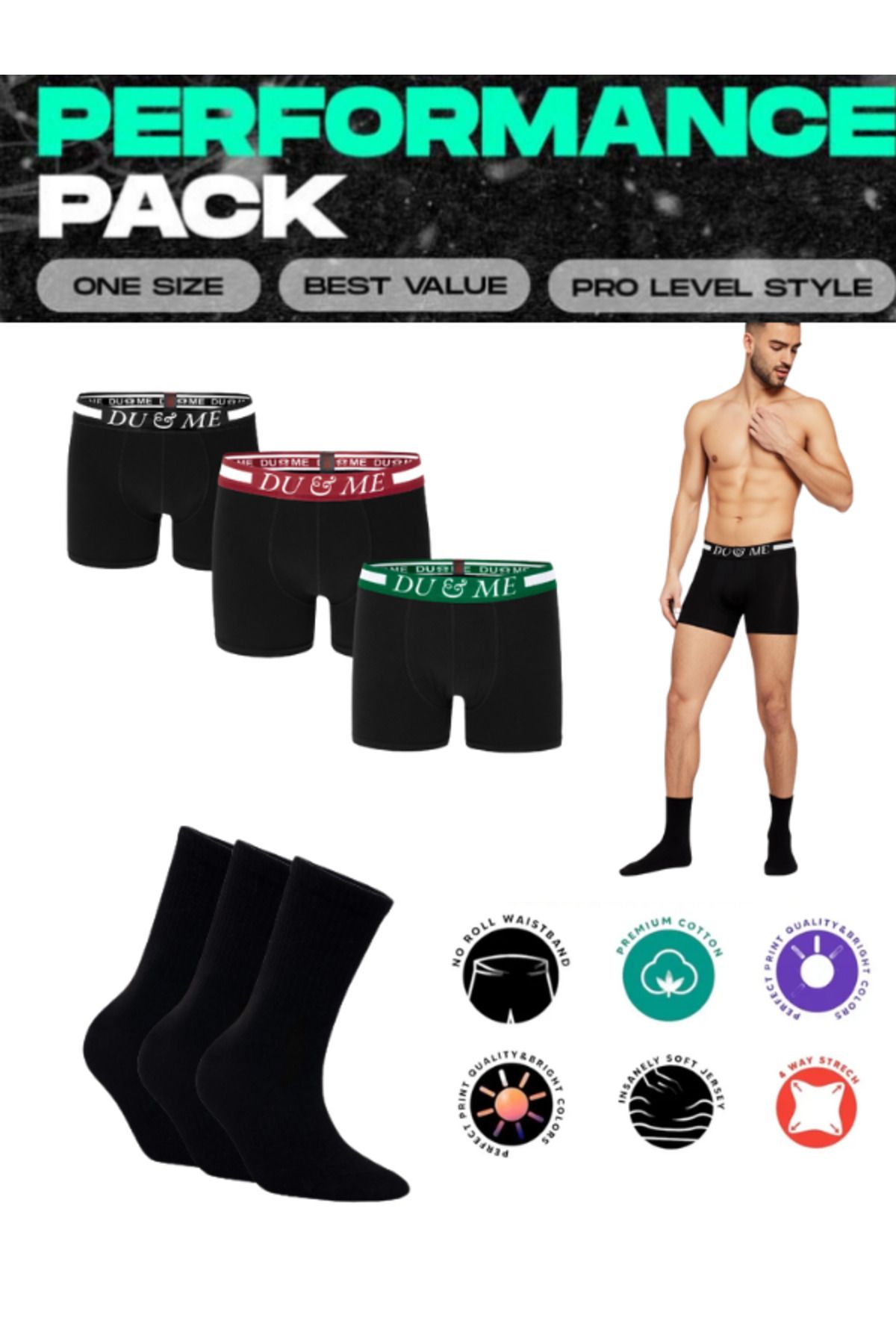 Bellanora Premium Erkek Pamuklu Spor Konfor Boxer &Sporcu Antrenman Penye Koşu,Futbol,Basketbol Çorap Seti
