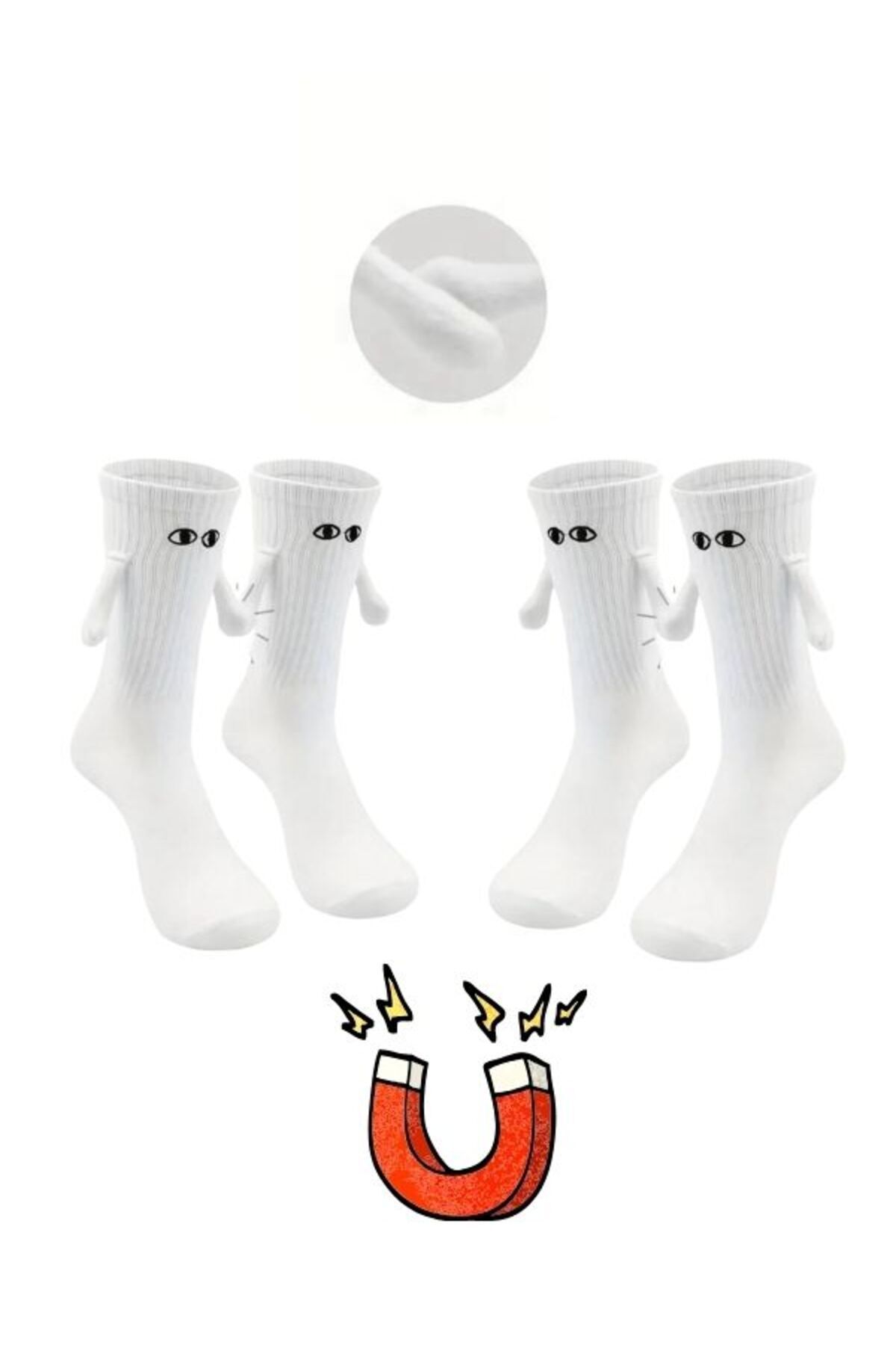Bellanora 2 Çift Mıknatıslı El Ele Tutuşan Kanka Arkadaş Çift Çorabı Magnetic Socks Çorap