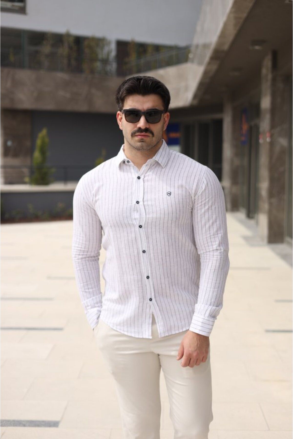 ARUZ MODA Erkek çizgi Desenli Gömlek
