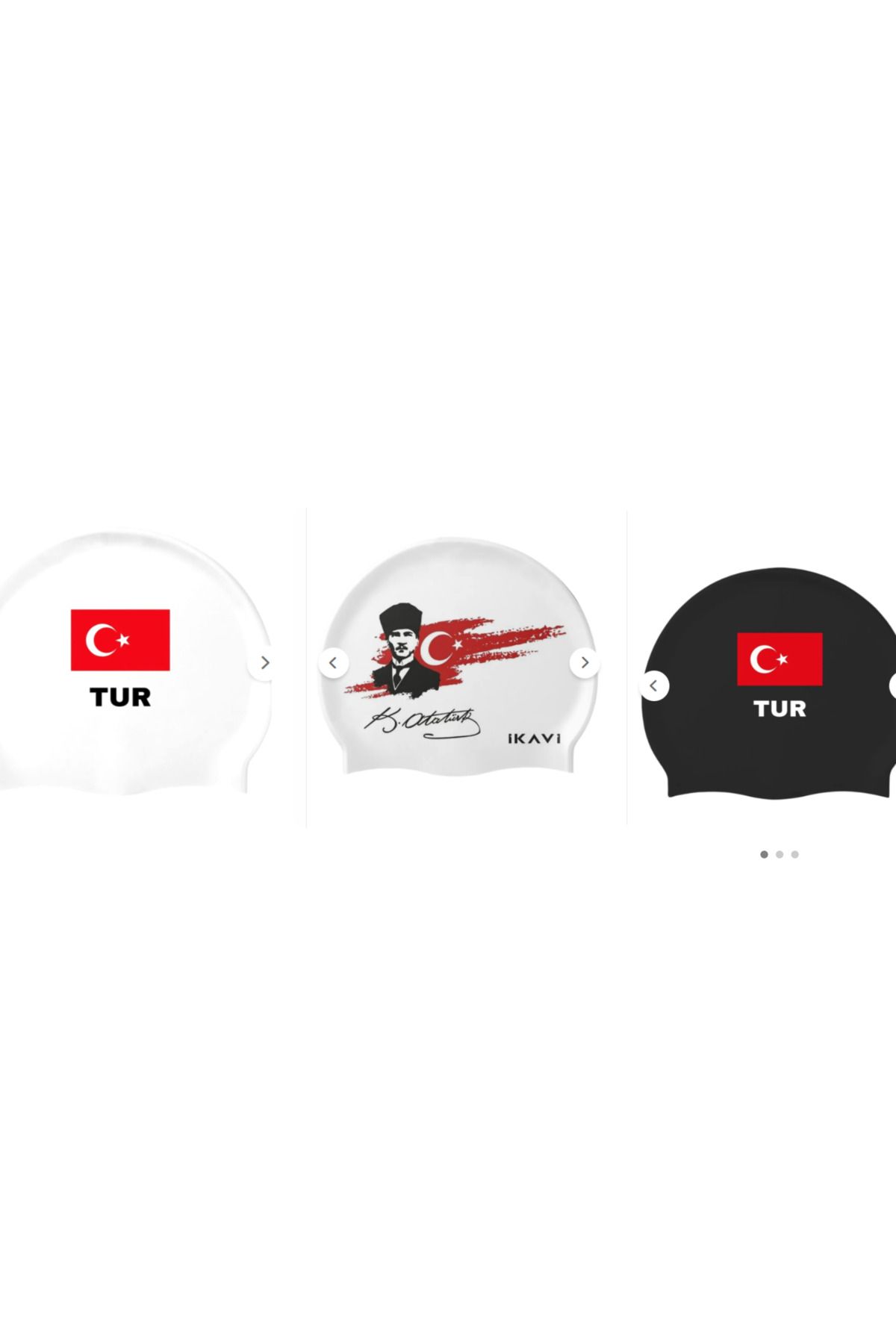 İKAVİ İKAVİ Siyah-Beyaz Bayraklı-Atatürk Baskılı 3lü Silikon Deniz ve Havuz Bonesi