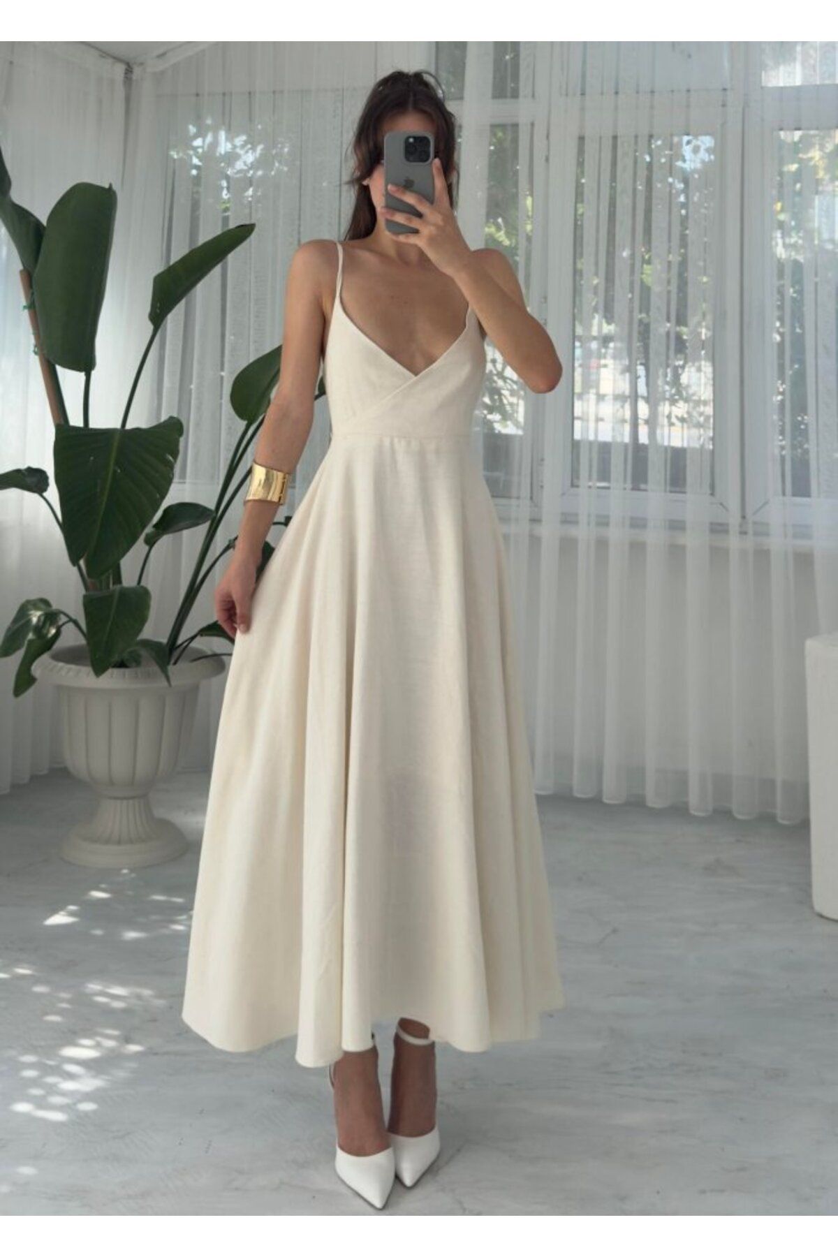 ARUZ MODA ELBİSE-BEJ