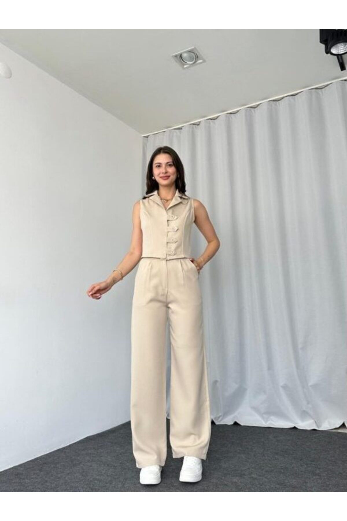 MODA Rachel Crop Yelek - Pantolon İkili Takımı