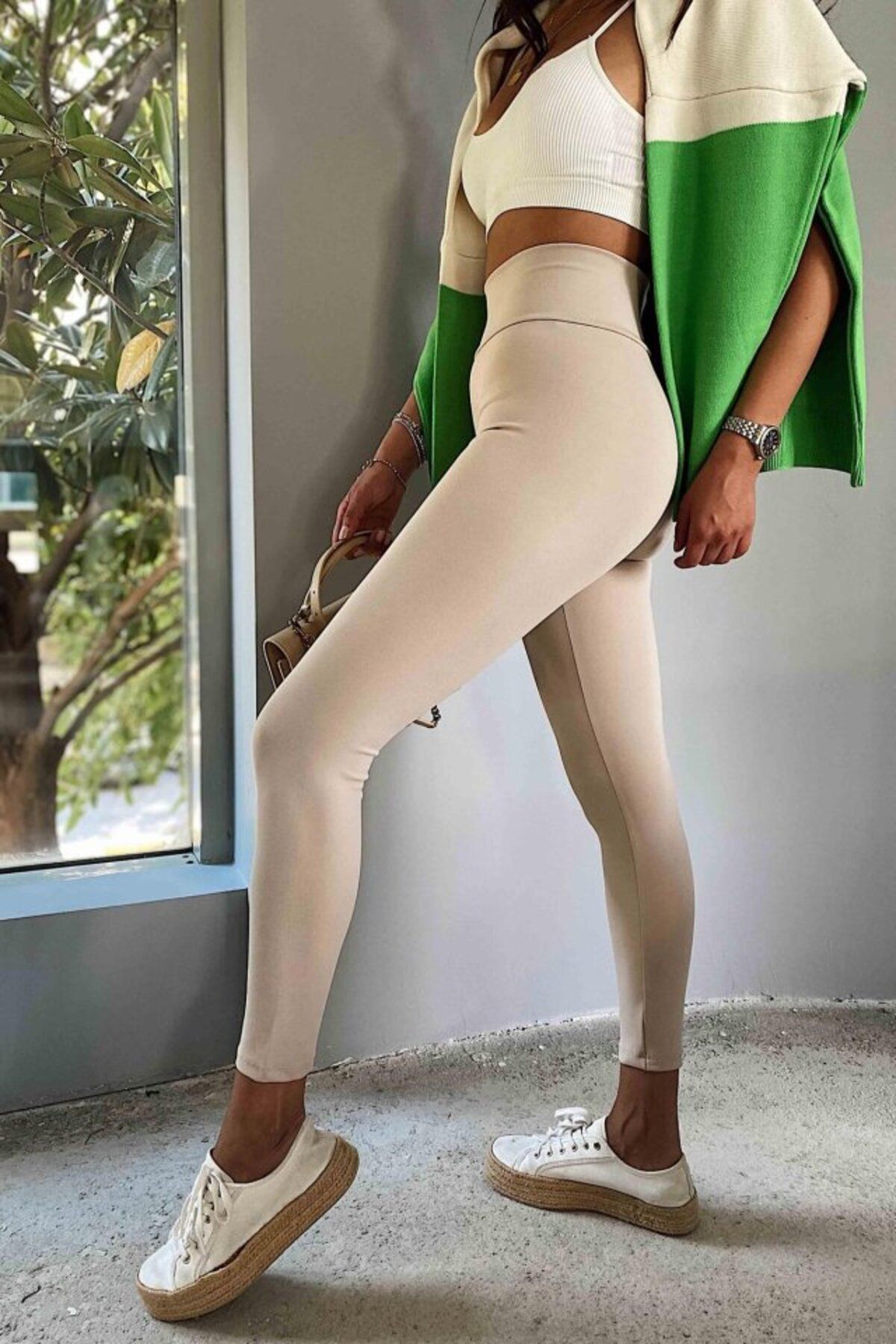 ARUZ MODA Kadın Yüksek Bel Içi şardonlu Fırsat ürün Toparlayıcı Tayt