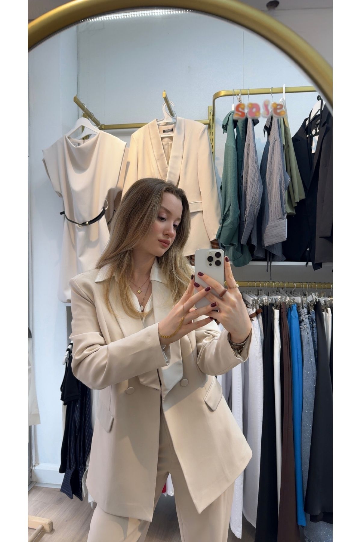 MODA Saten Detaylı Blazer Ceket Pantolon Takım