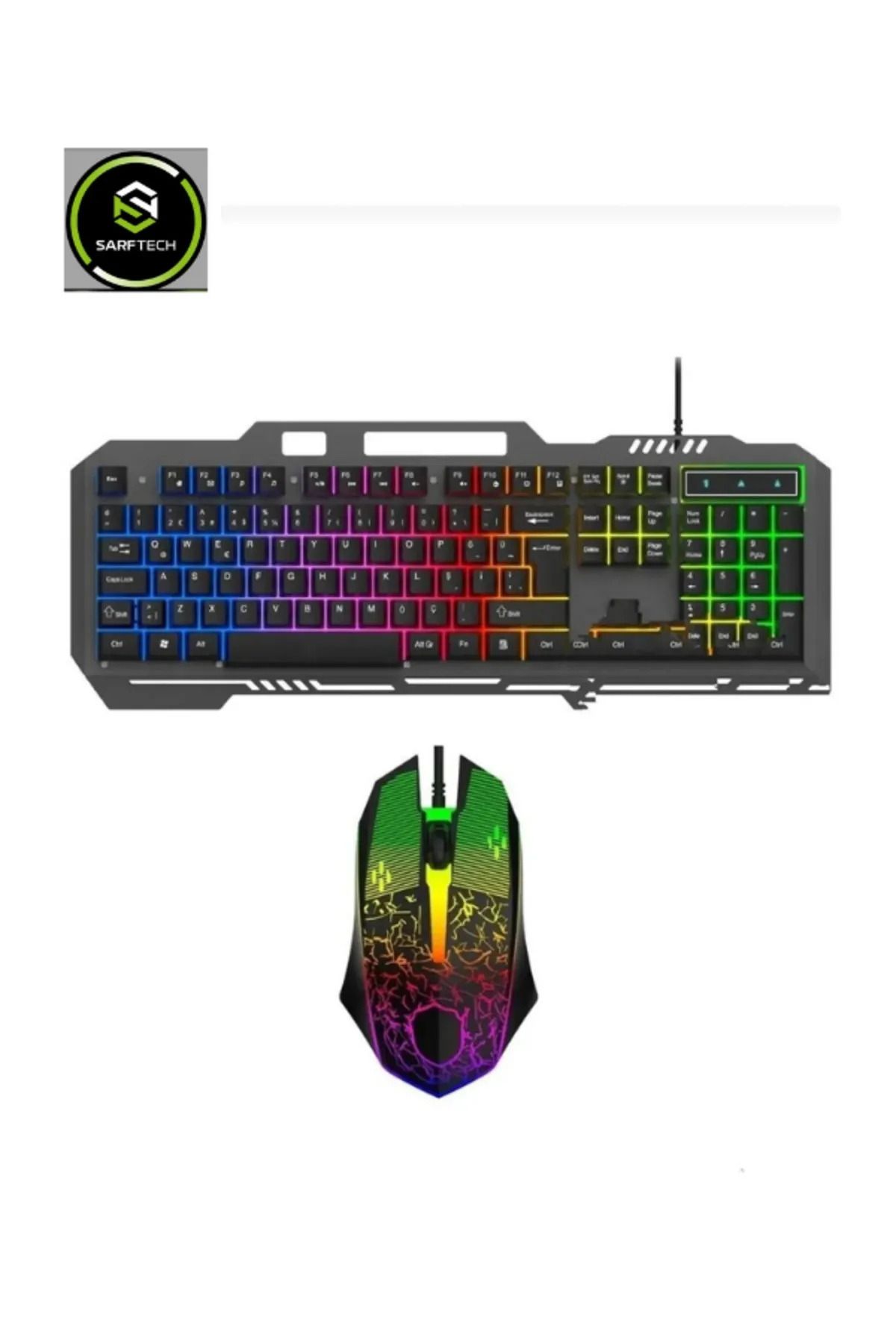 Hietech Kablolu Oyuncu Klavye Mouse Set Işıklı Q Klavye Gaming Bkb9