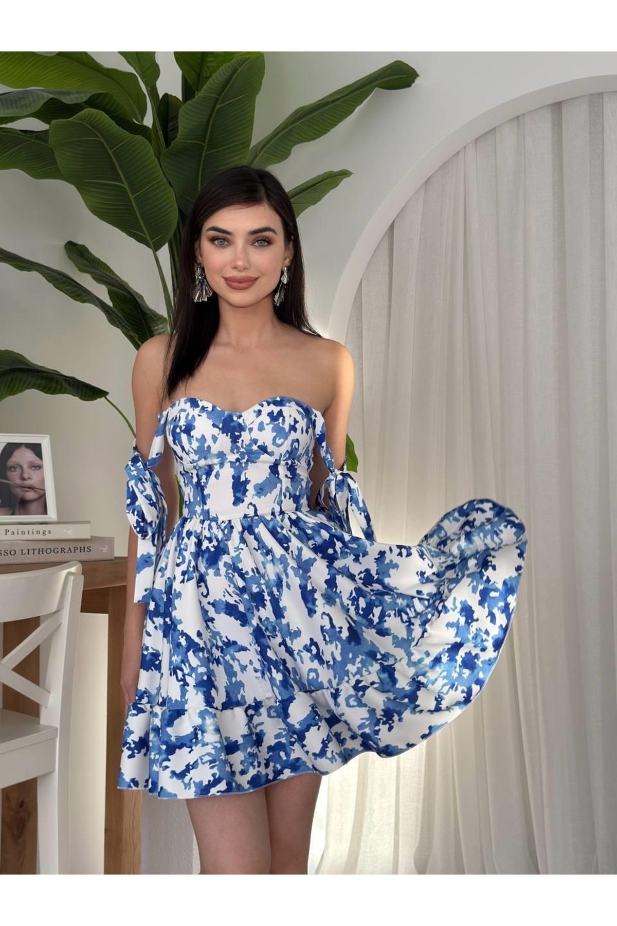 ARUZ MODA Orew Omuz Bağlamalı Elbise