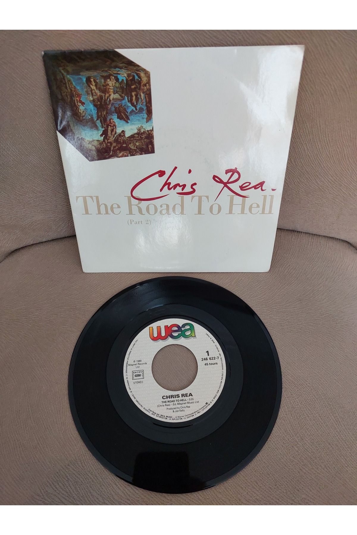 Plakperest CHRIS REA - The Road to Hell - 1989 Fransa Basım 45 LİK PLAK-2.el