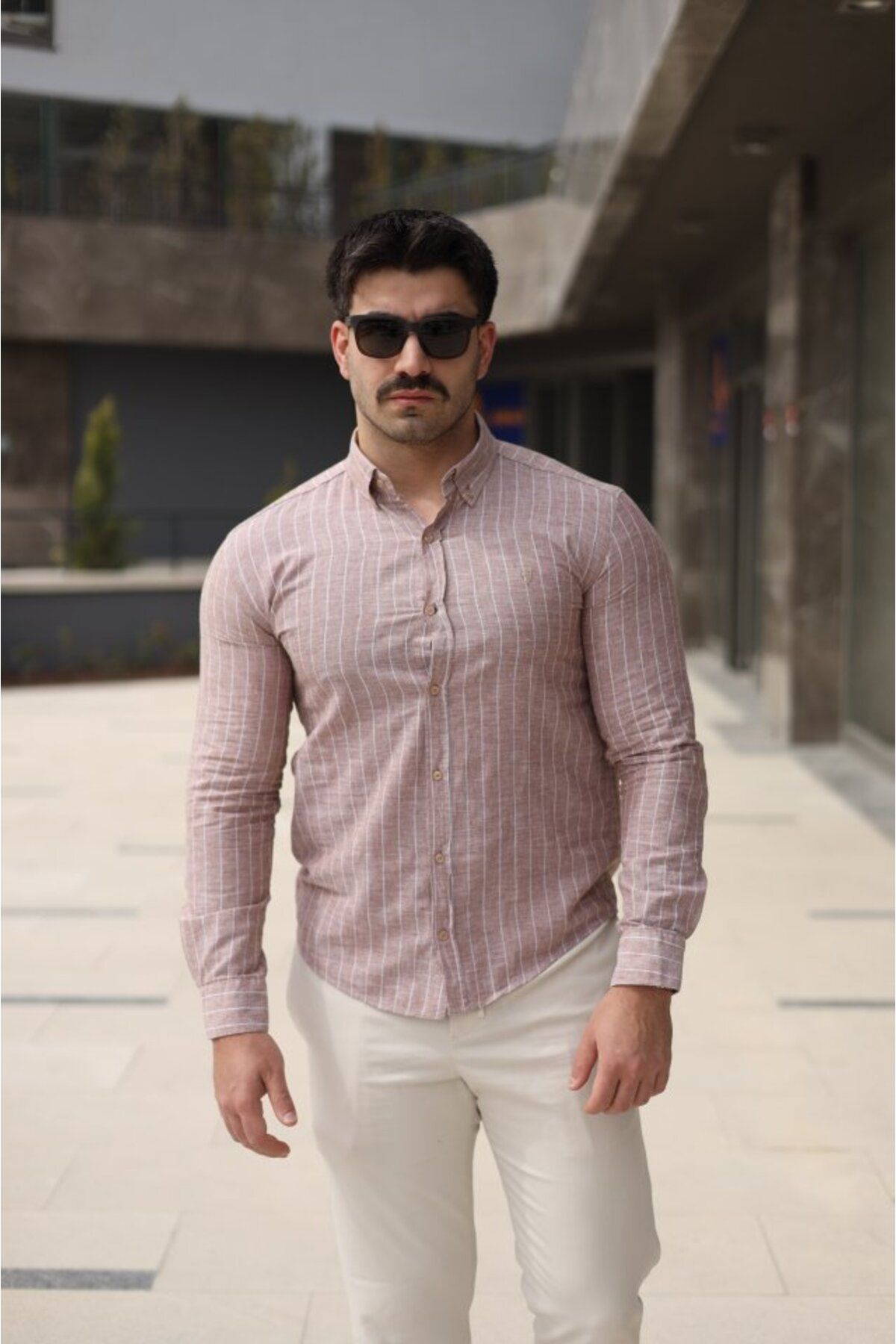 ARUZ MODA Erkek çizgi Desenli Gömlek