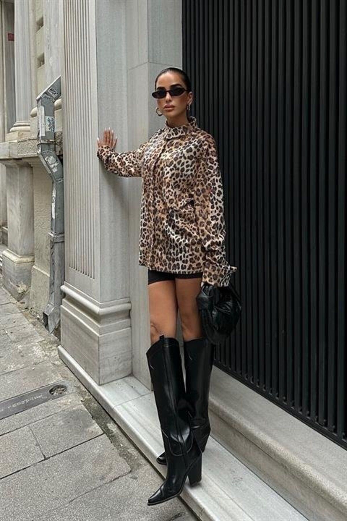 ARUZ MODA Klohe Leopar Desenli Gömlek 3400