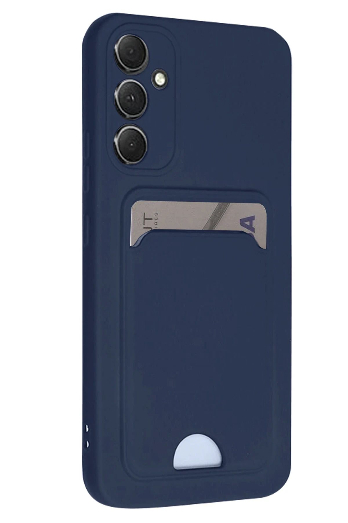 NewFace Samsung Galaxy S24 FE Kılıf Kelvin Kartvizitli Silikon - Lacivert BSTMY