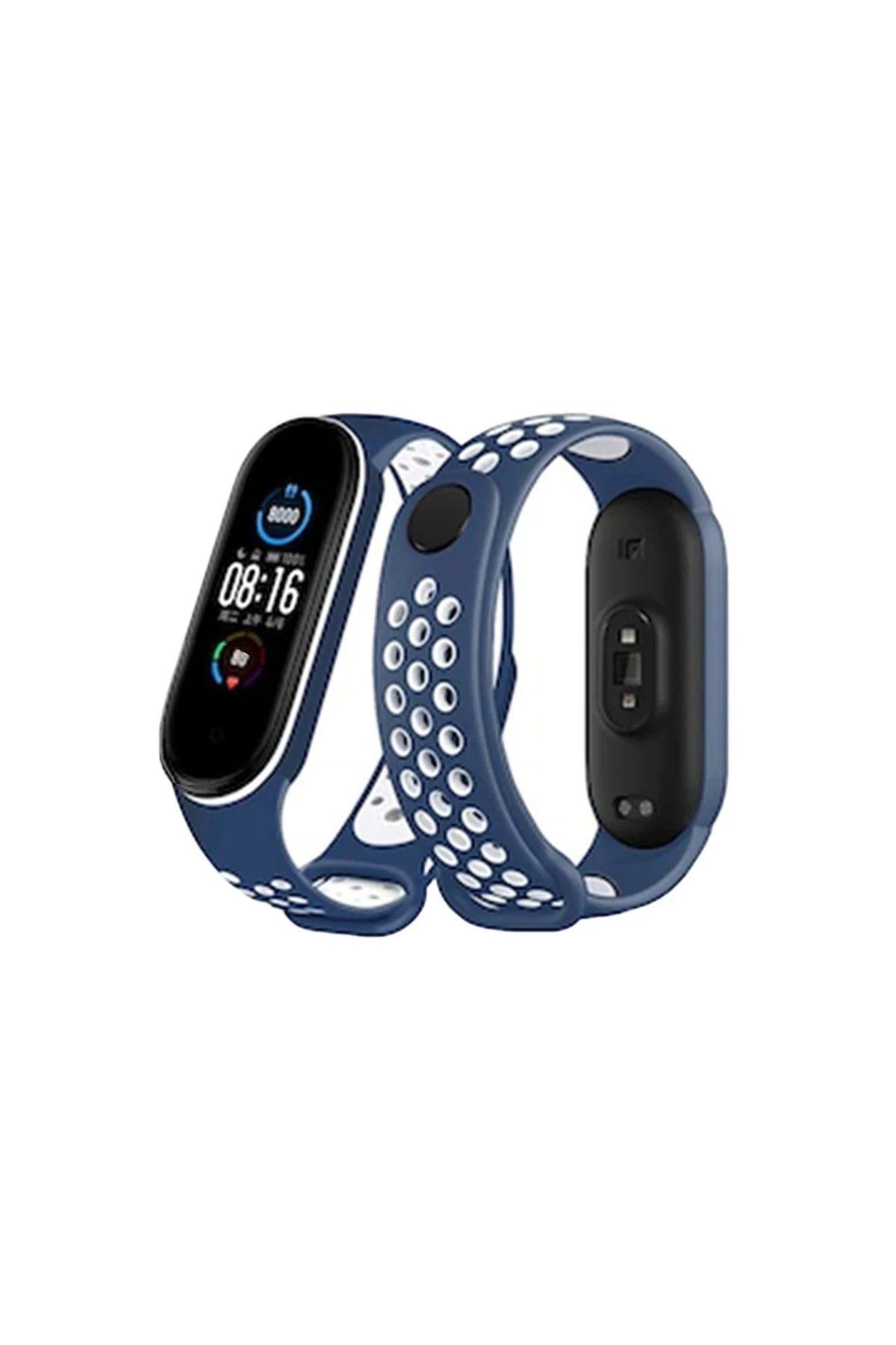 NewFace Xiaomi Mi Band 4 Spor Delikli Kordon - Lacivert-Beyaz MRAYD