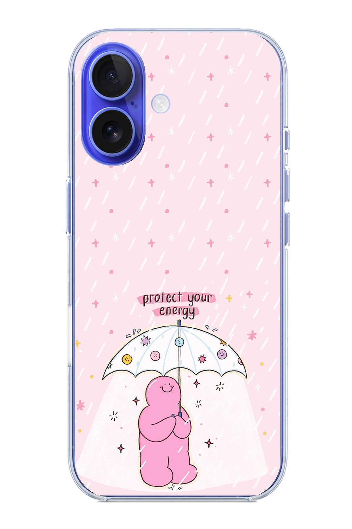 TechTree iPhone 16 Uyumlu Protect Your Energy Tasarımlı Şeffaf Silikon Kılıf