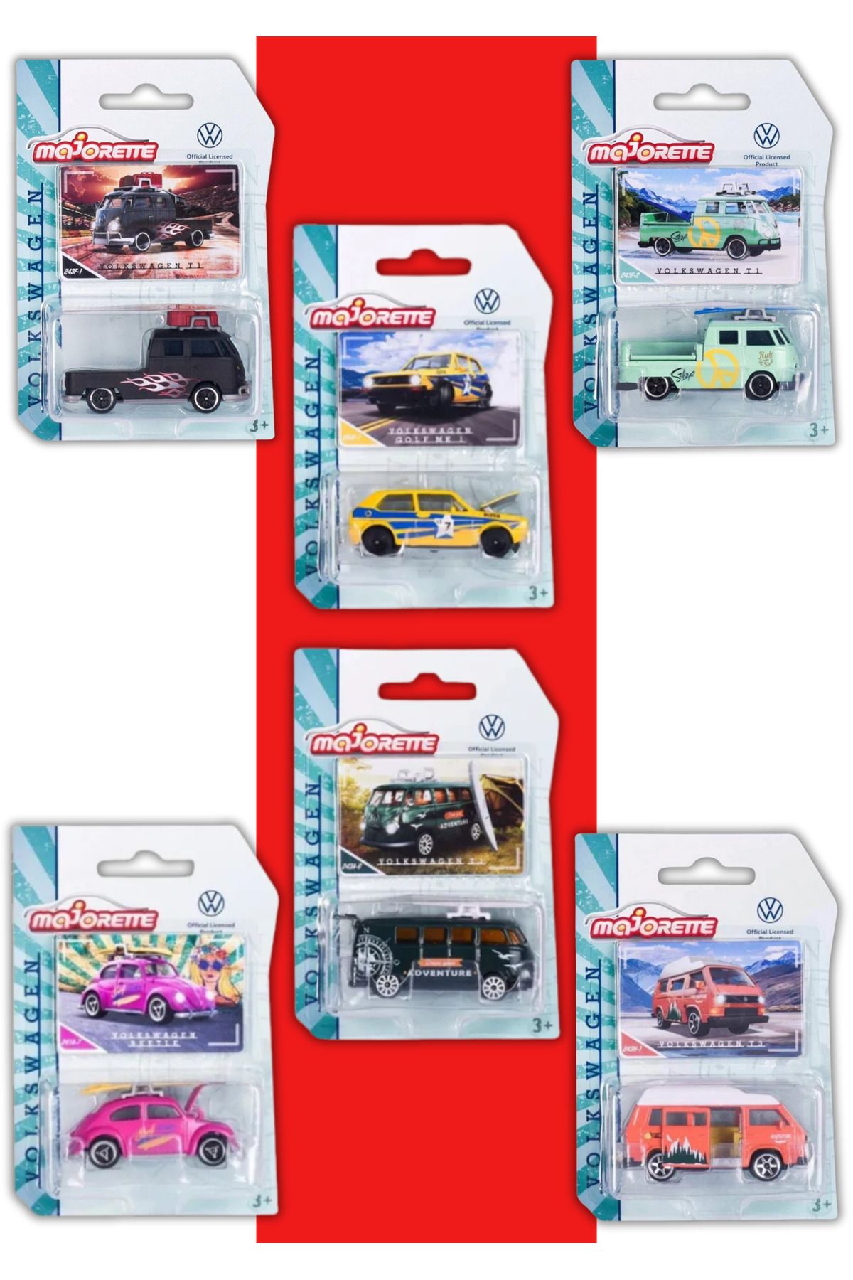 HOT WHEELS Majorette Volkswagen Koleksiyonu, 6'lı Set, 1:64 Ölçekli