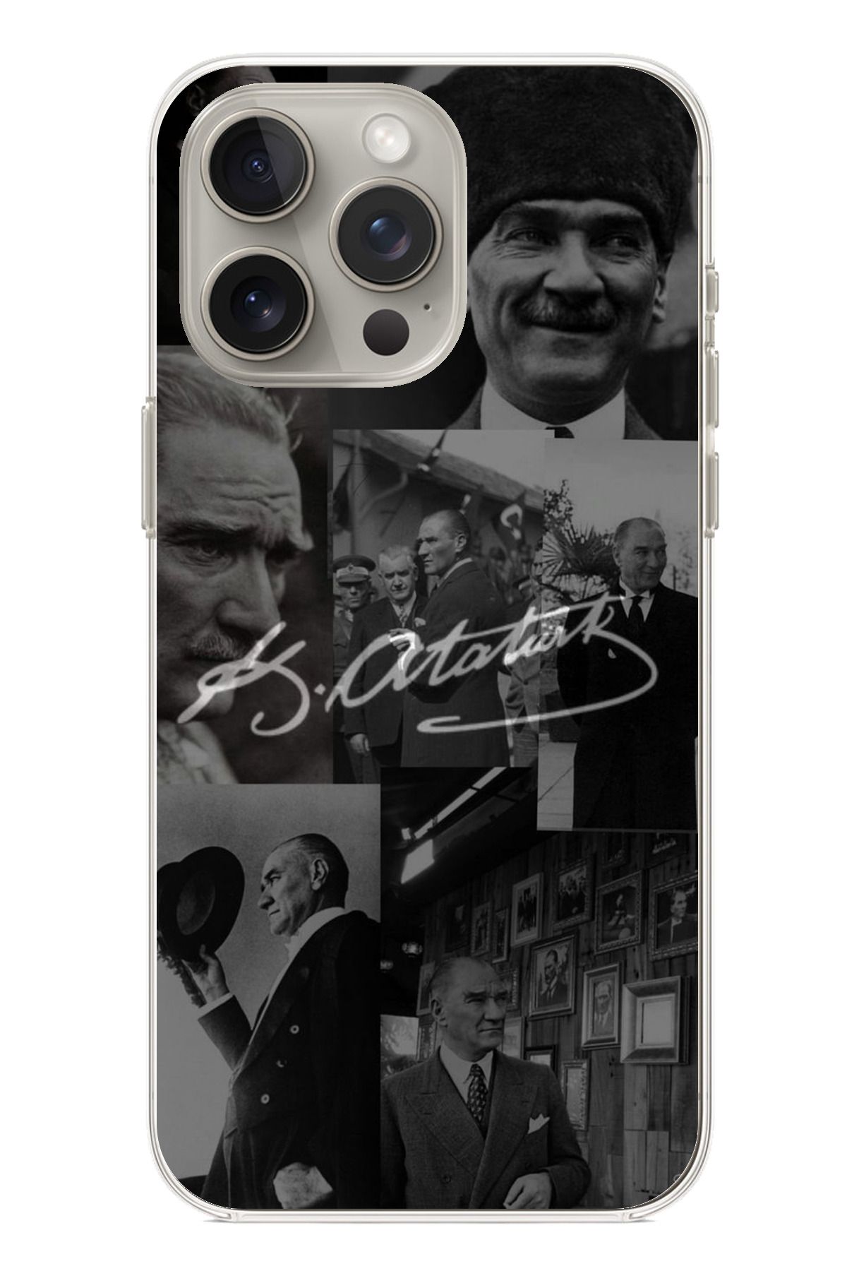 TechTree iPhone 15 PRO Uyumlu Kemal Atatürk İmza Şeffaf Silikon Kılıf