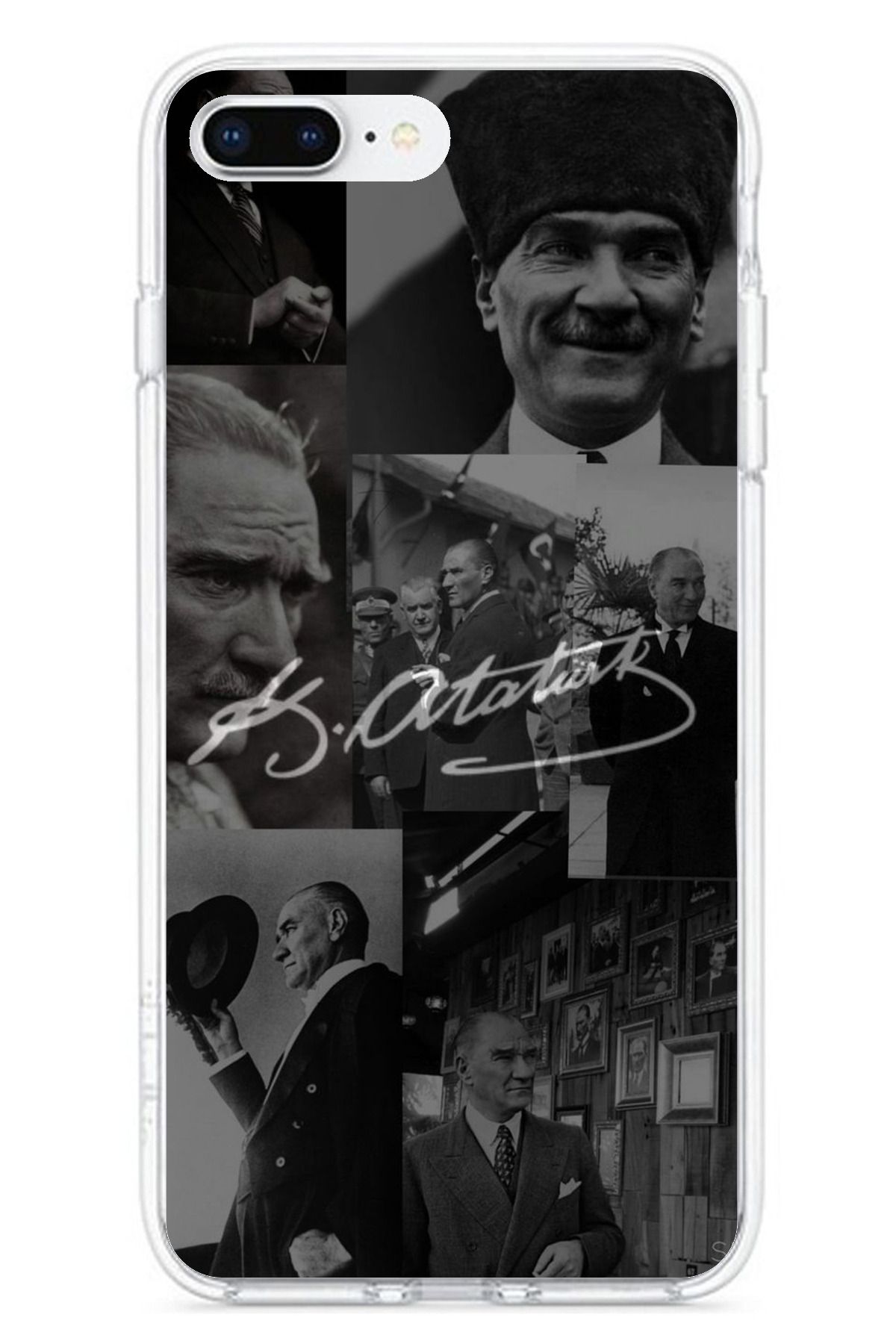 TechTree iPhone 7 PLUS / 8 PLUS Uyumlu Kemal Atatürk İmza Şeffaf Silikon Kılıf