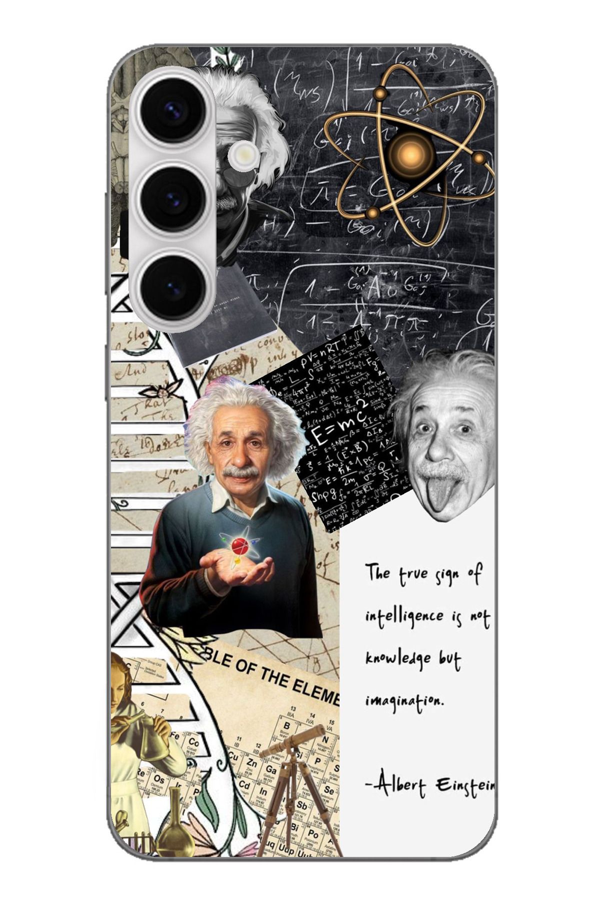 TechTree Samsung Galaxy S24 FE Uyumlu Albert Einstein Şeffaf Silikon Kılıf
