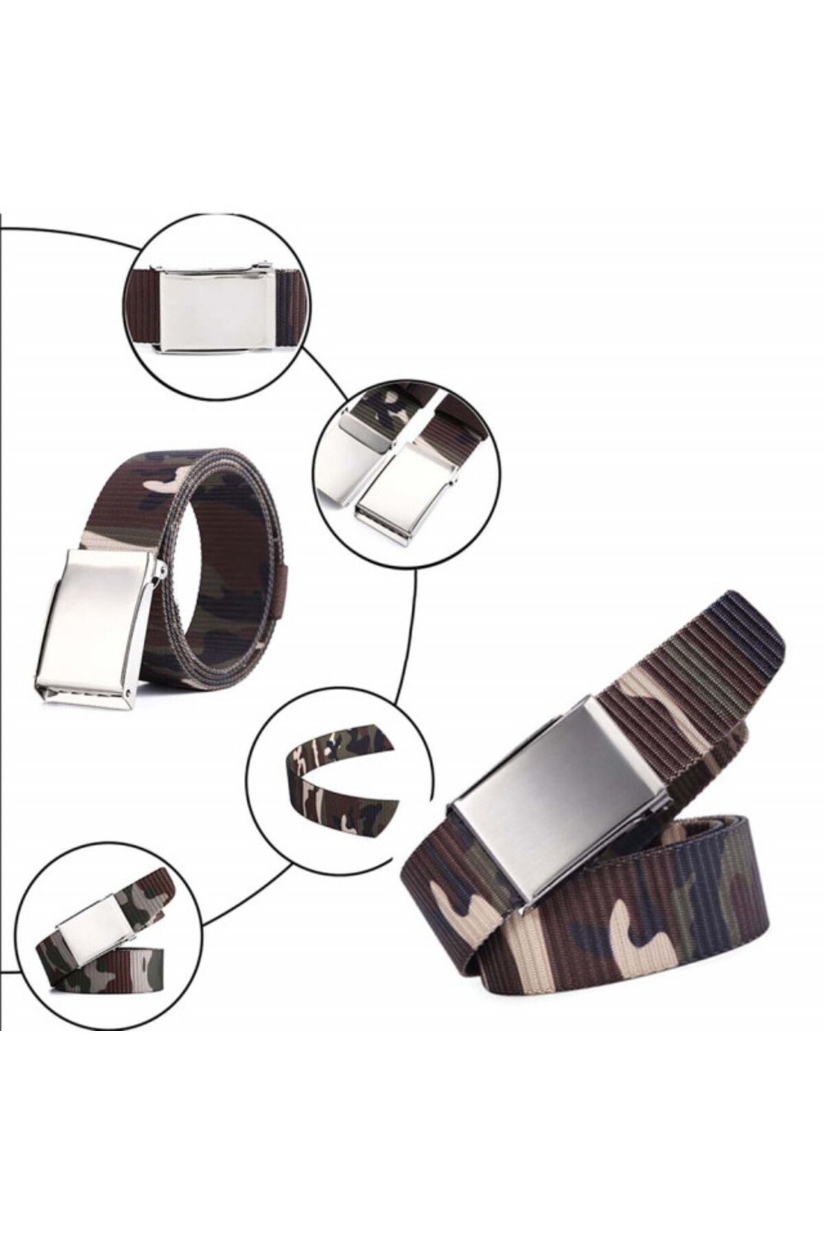 PUFO-Army Force belt for men 3.8 x 120 cm, adjustable, camouflage, brown 3